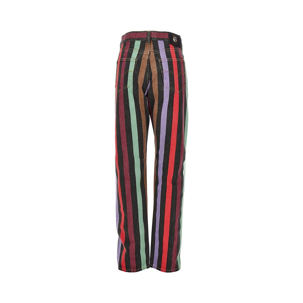 Versace Women Cotton Denim Jeans With Striped Motif VERSACE