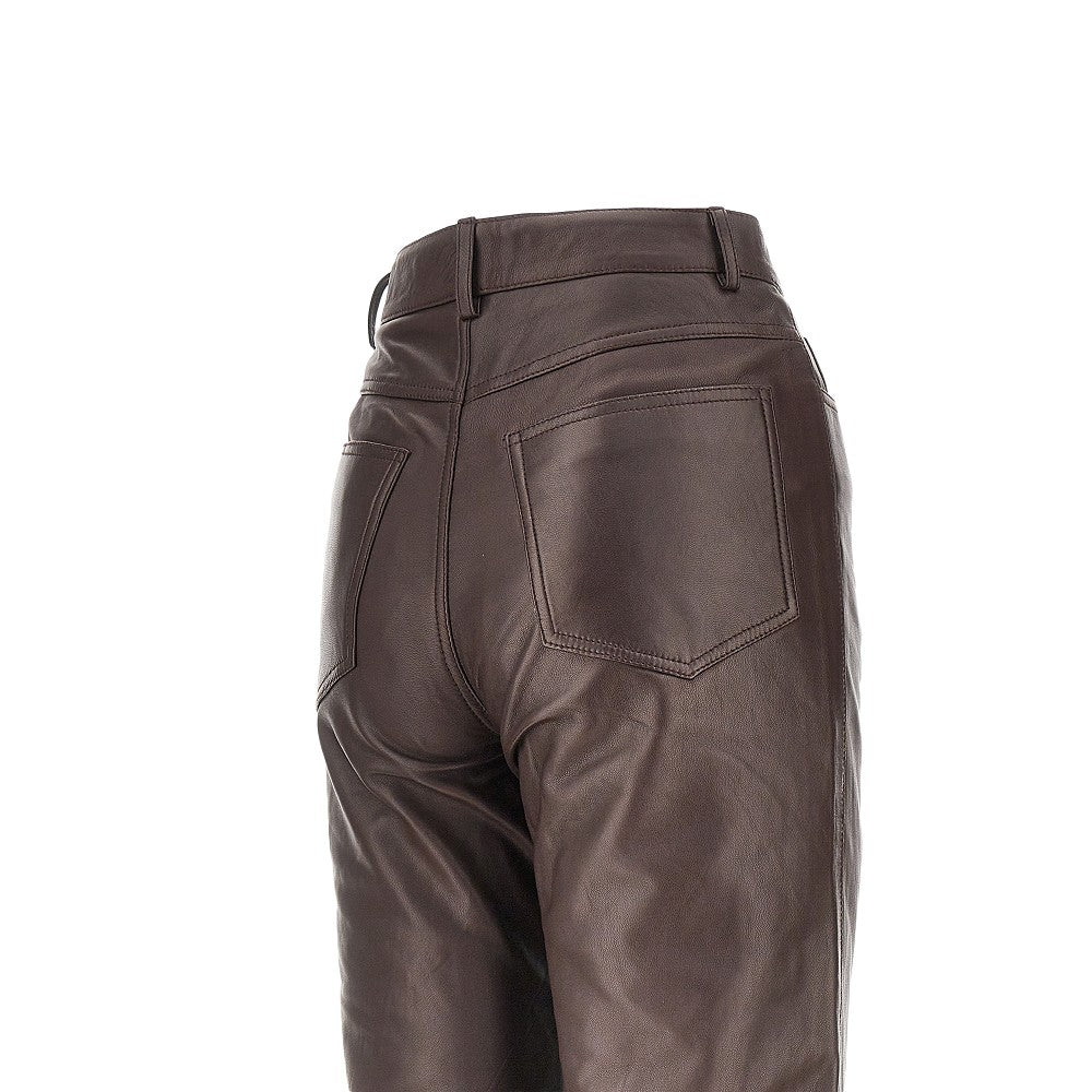 Rotate Women Leather Straight Leg Pants ROTATE