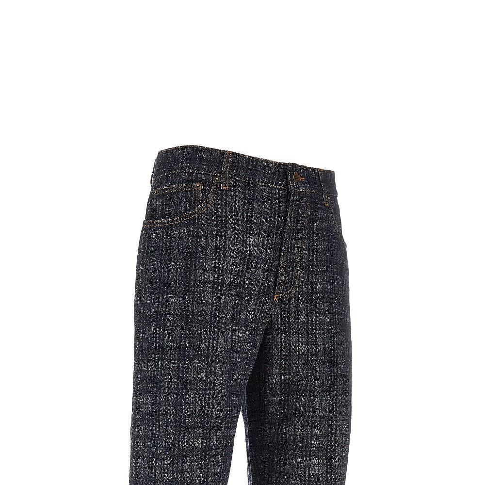 Burberry Men Check Denim Loose Fit Jeans BURBERRY