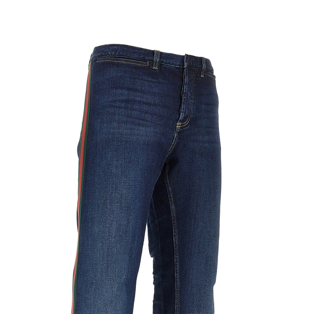Gucci Men Denim Jeans With Web Ribbon GUCCI