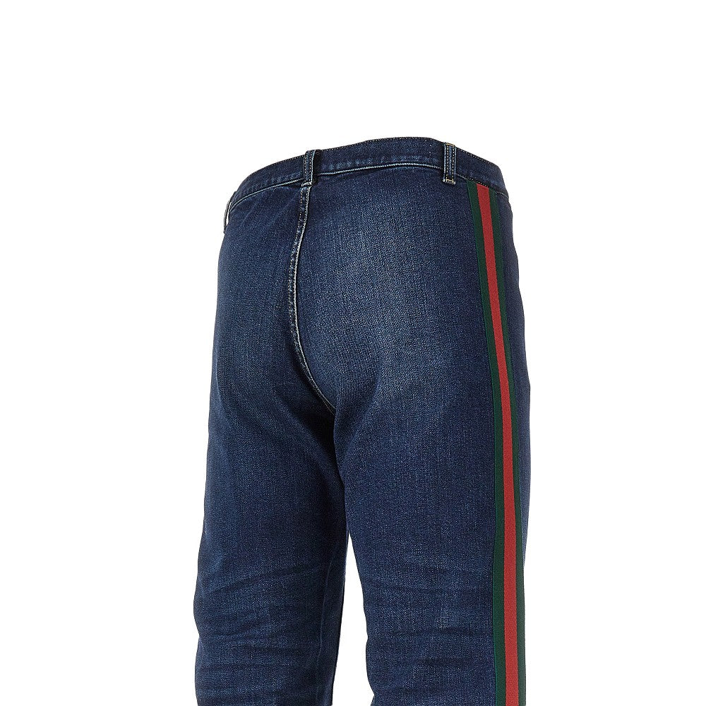 Gucci Men Denim Jeans With Web Ribbon GUCCI