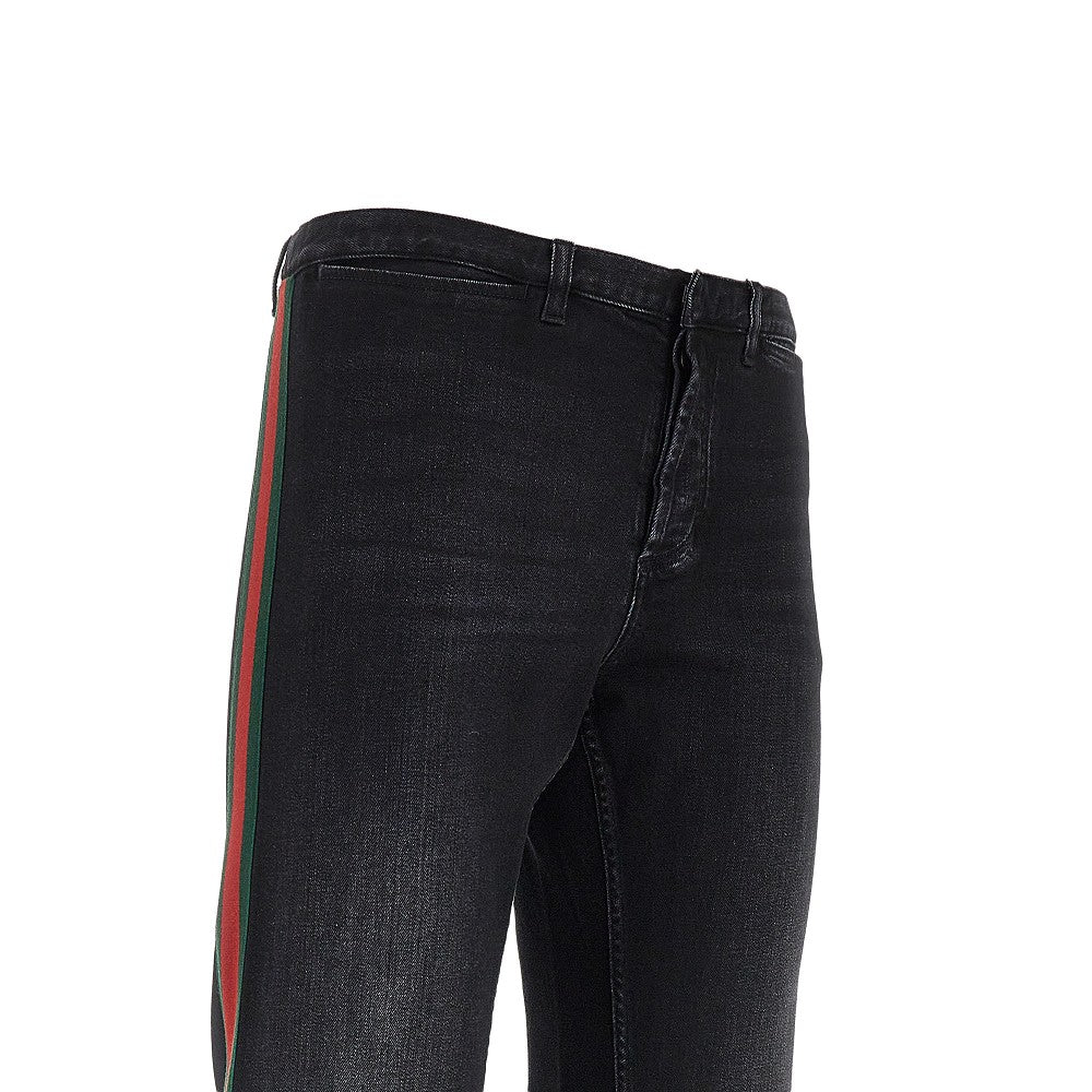 Gucci Men Denim Jeans With Web Ribbon GUCCI