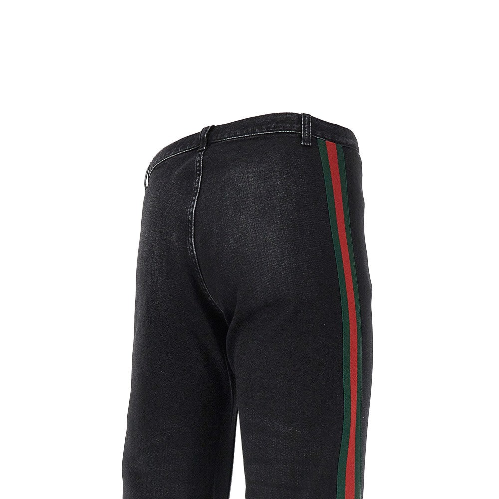 Gucci Men Denim Jeans With Web Ribbon GUCCI
