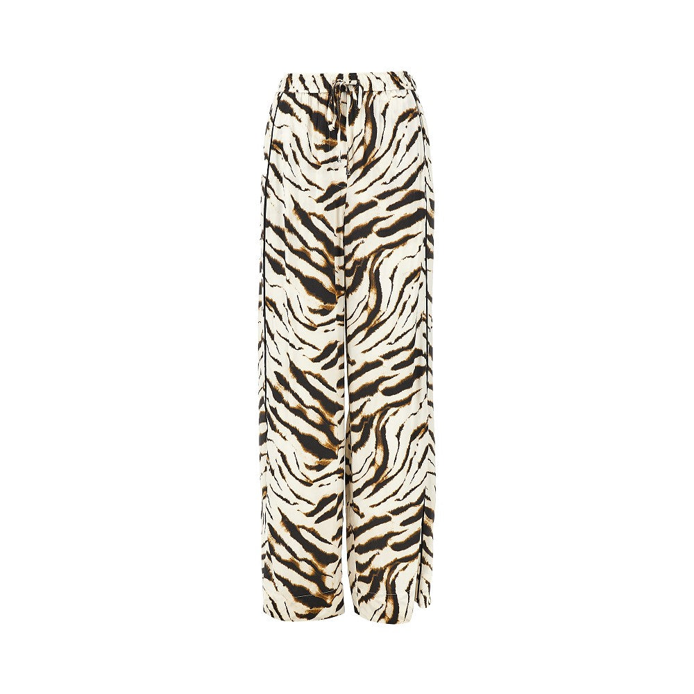 Ganni Women Satin Pants With Zebra-Striped Print GANNI