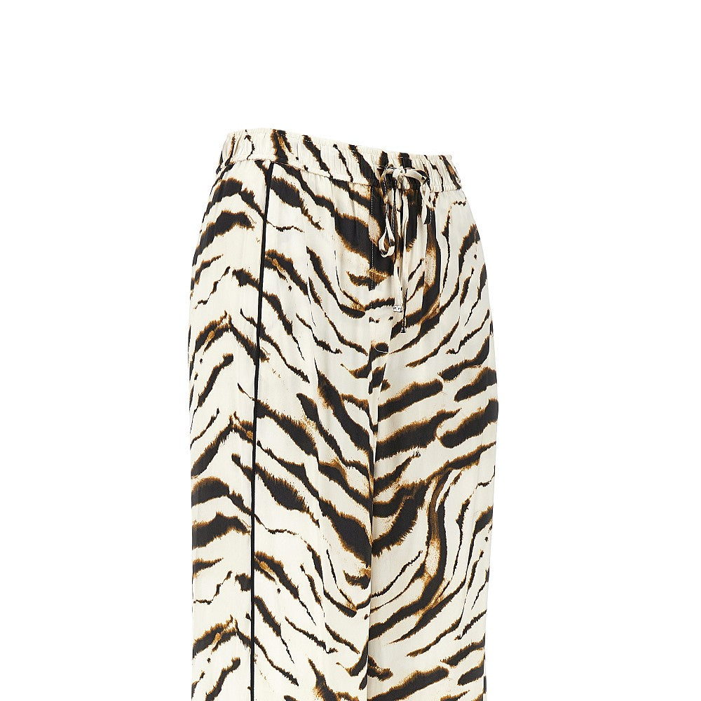 Ganni Women Satin Pants With Zebra-Striped Print GANNI