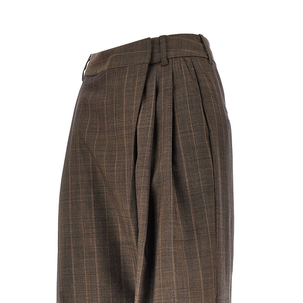 Ganni Women Wool Pants With Pinstriped Motif GANNI