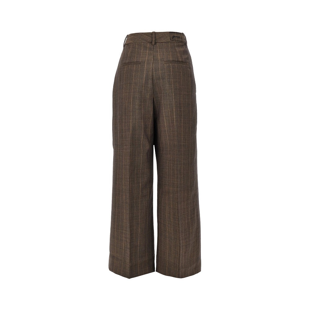 Ganni Women Wool Pants With Pinstriped Motif GANNI