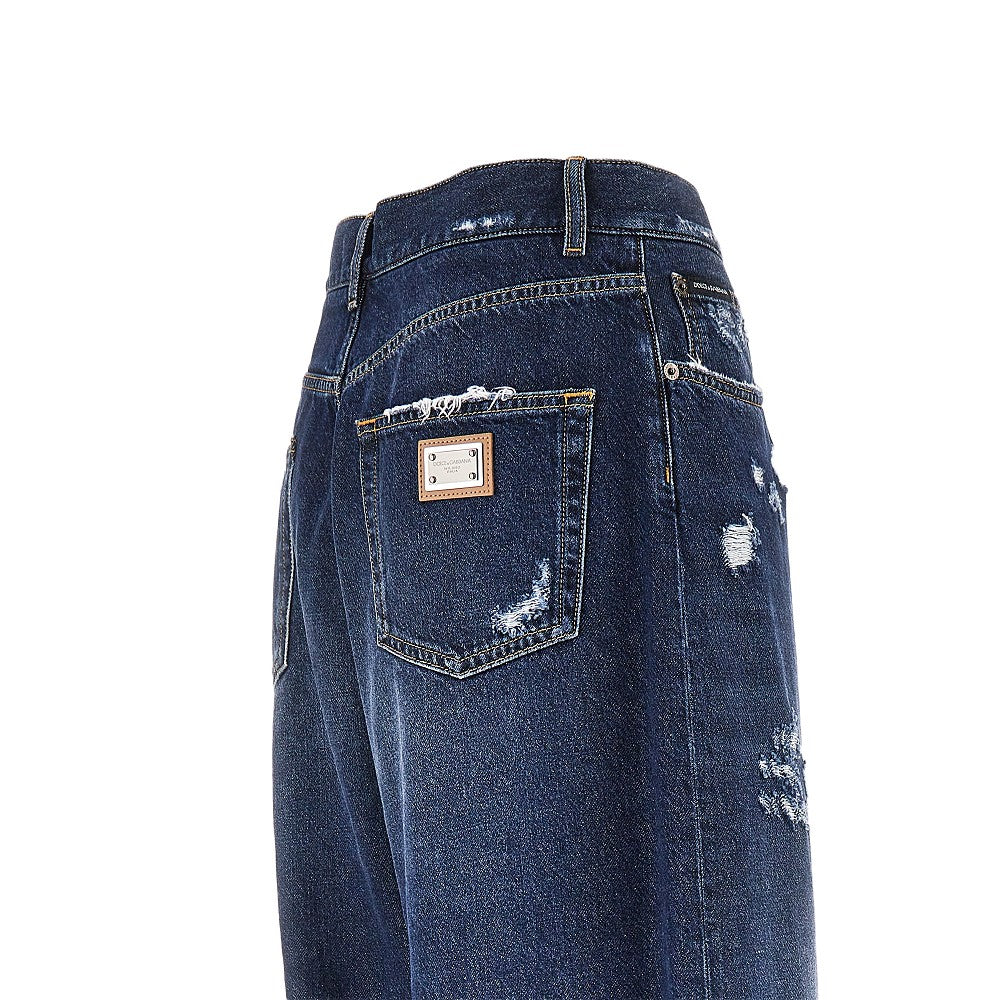 Dolce&Gabbana Women Distressed Denim Oversized Pants DOLCE & GABBANA
