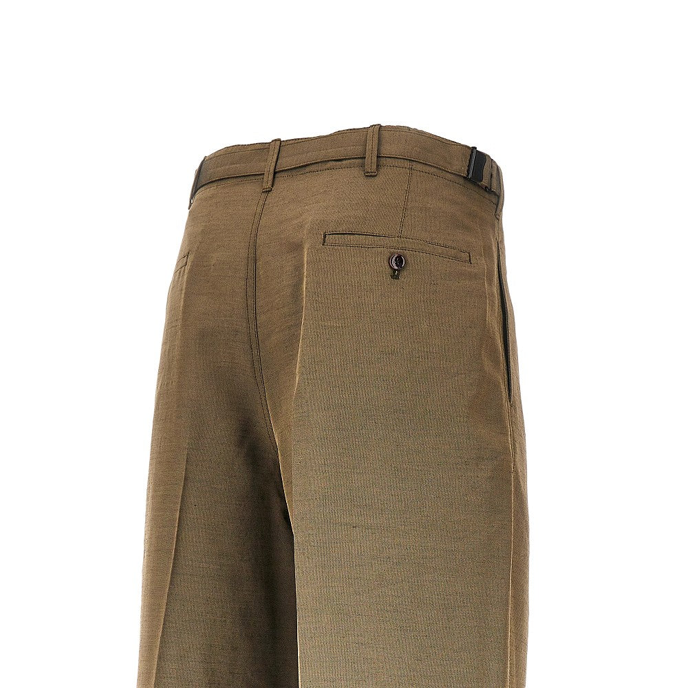 Lemaire Men Wool And Mohair Tailored Pants With Pleat LEMAIRE