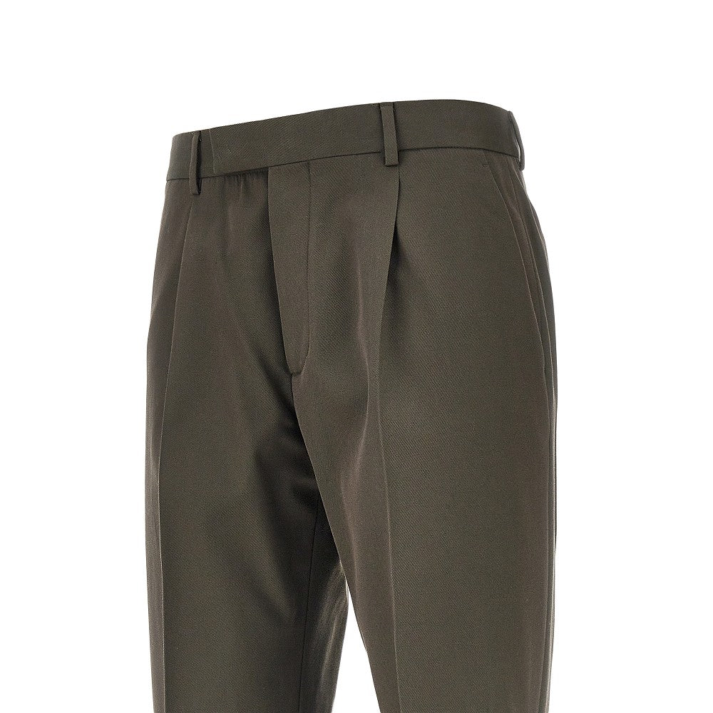 Zegna Men Wool And Cotton Pleated Pants ZEGNA