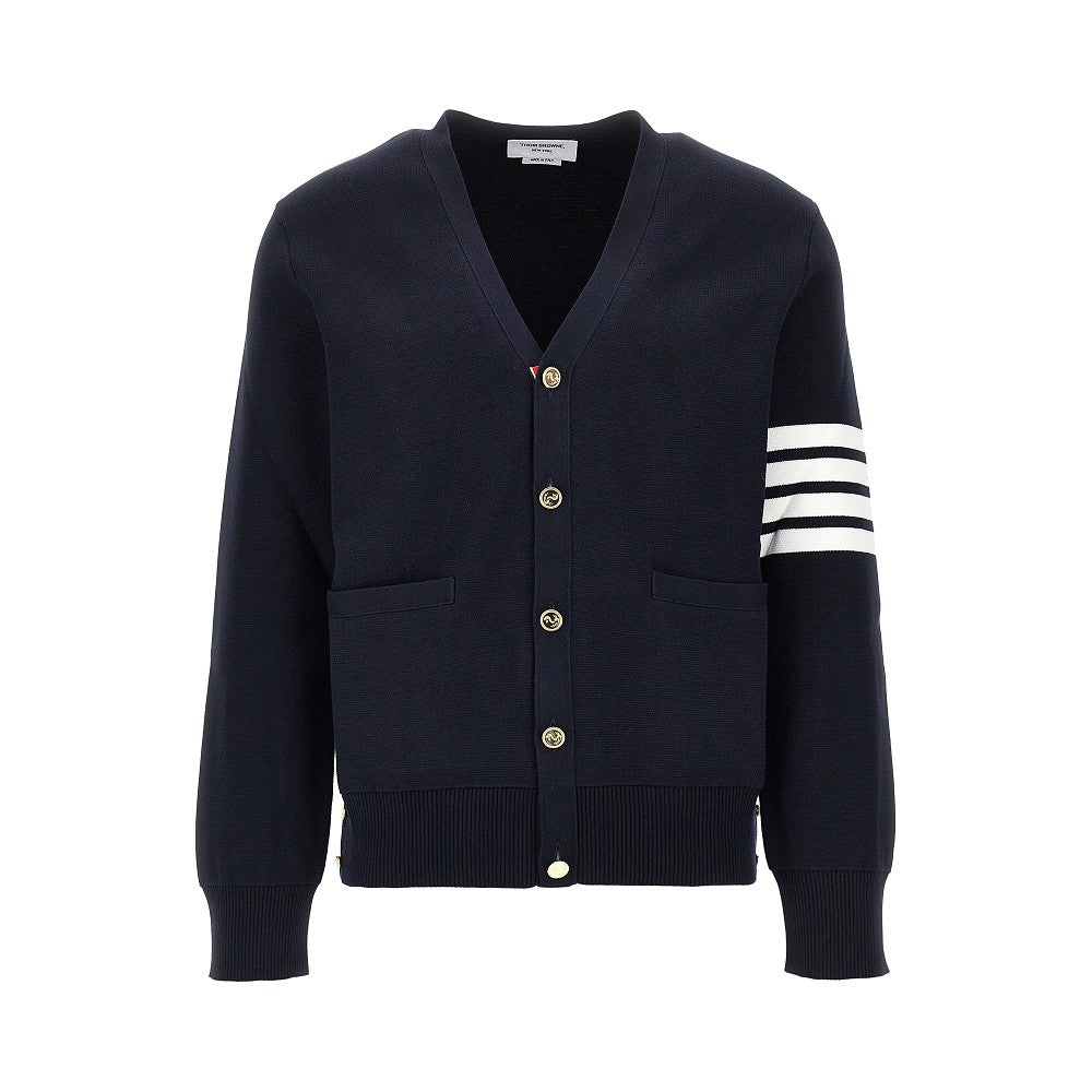 Thom Browne Men Cotton Cardigan With 4 Bar Detail THOM BROWNE