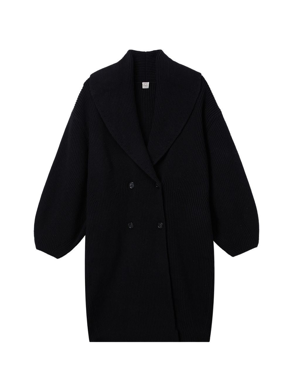 Toteme Women Long Double-Breasted Ribbed Wool Cardigan TOTEME