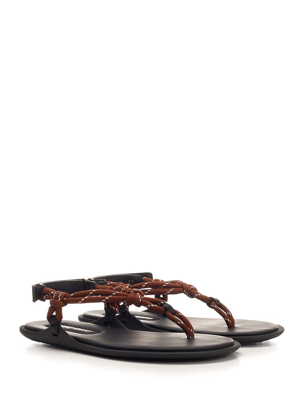 Miu Miu Women "Riviere" Flat Sandal In Rope And Leather MIU MIU