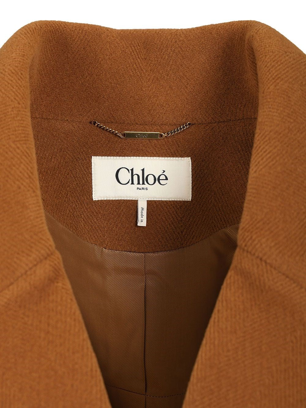 Chloe' Women Short Double-Breasted Wool Coat With Herringbone Pattern CHLOE