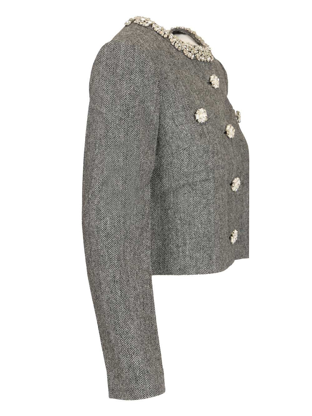 Self-Portrait Women Herringbone Jacket With Crystal Trim SELF-PORTRAIT