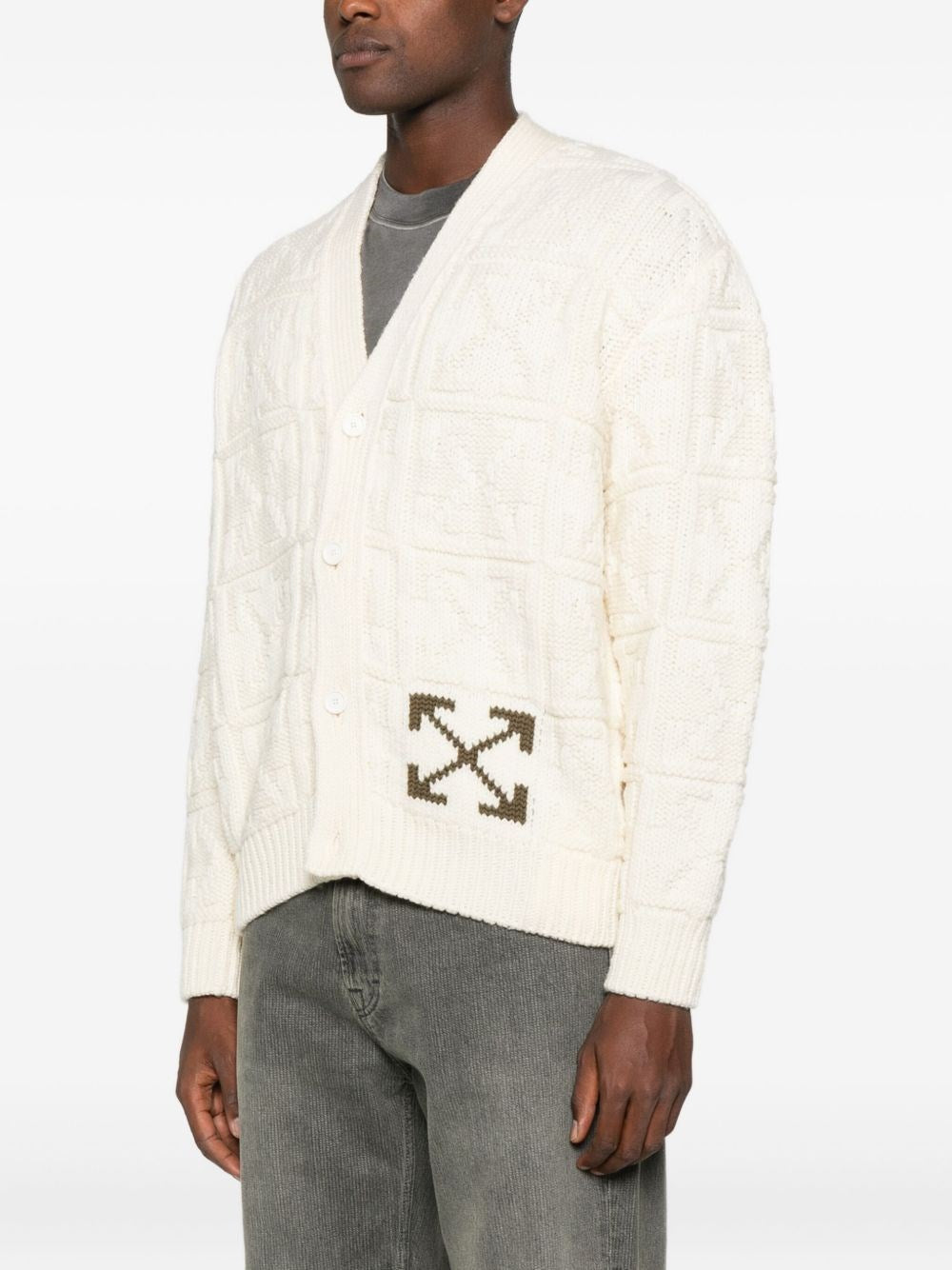 Off-White Men Arrow 3D Wool Cardigan OFF-WHITE