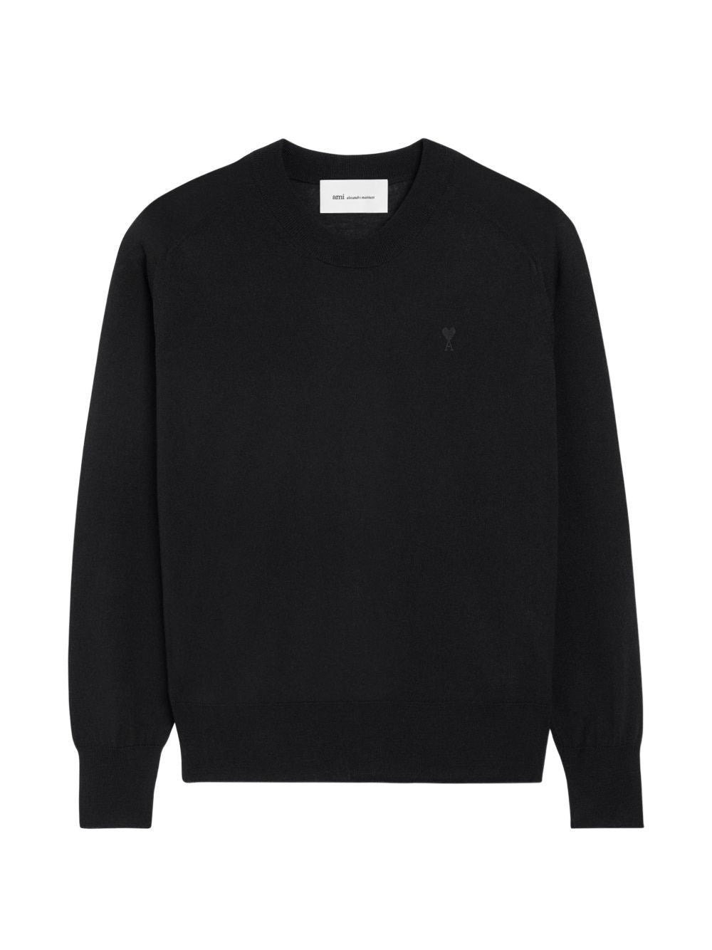 Ami Men Quota -Crewneck Sweater With Contrasted Ami De Coeur Exrafine Merino Wool AMI PARIS
