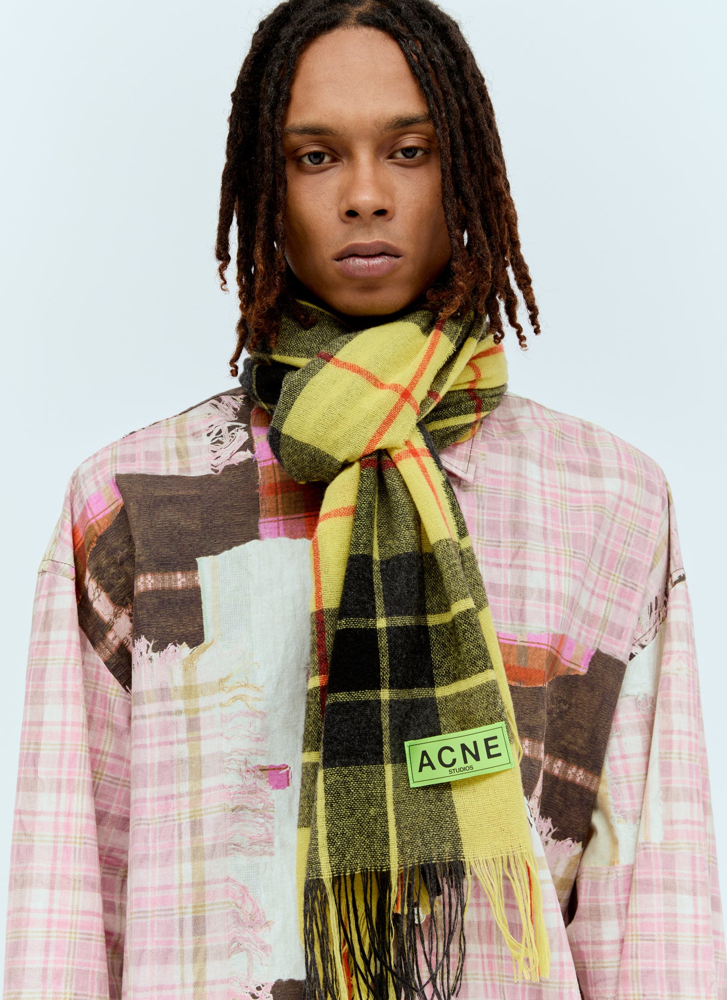 Acne Studios Men Check Fringe Scarf ACNE STUDIOS