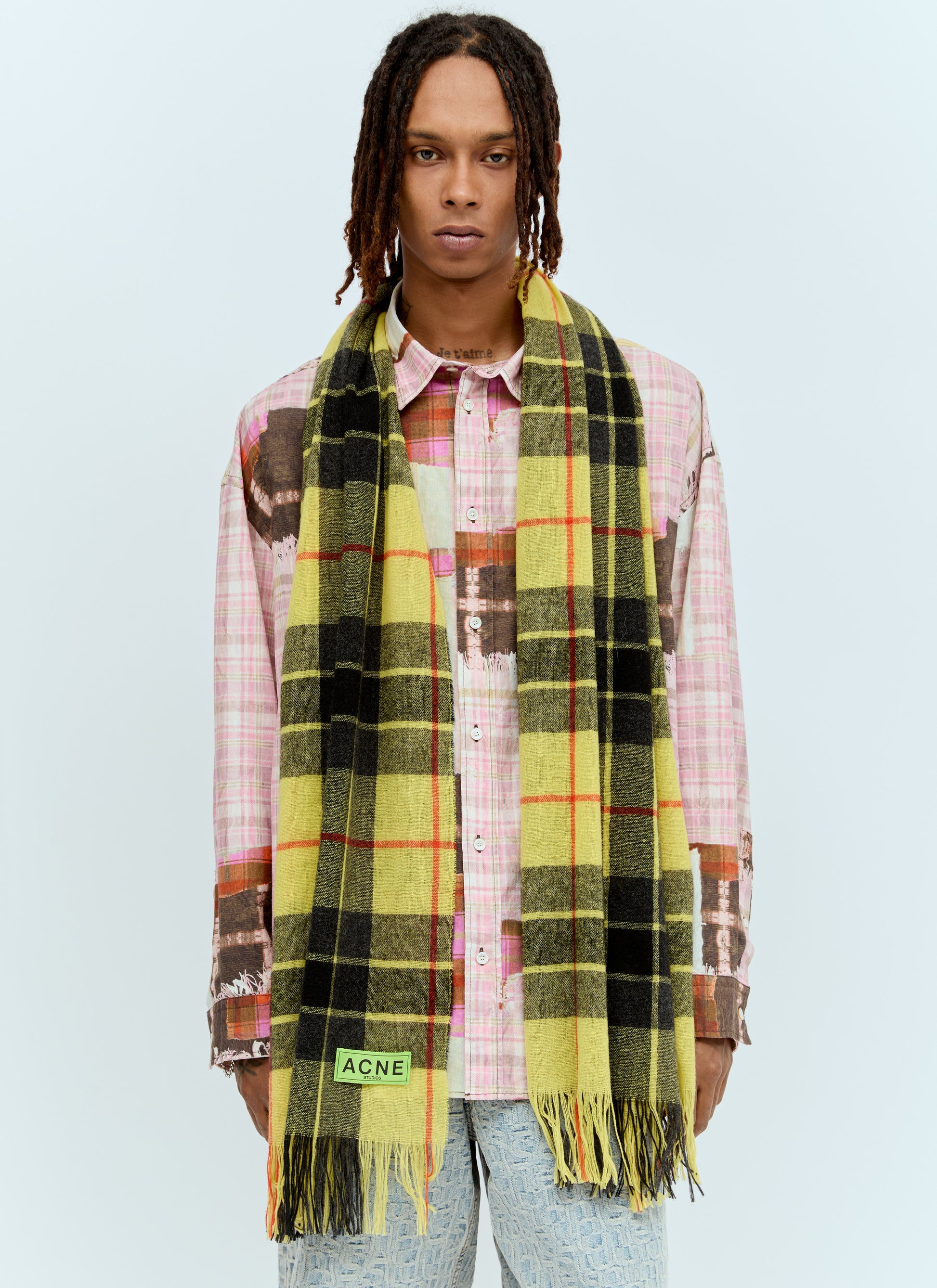 Acne Studios Men Check Fringe Scarf ACNE STUDIOS