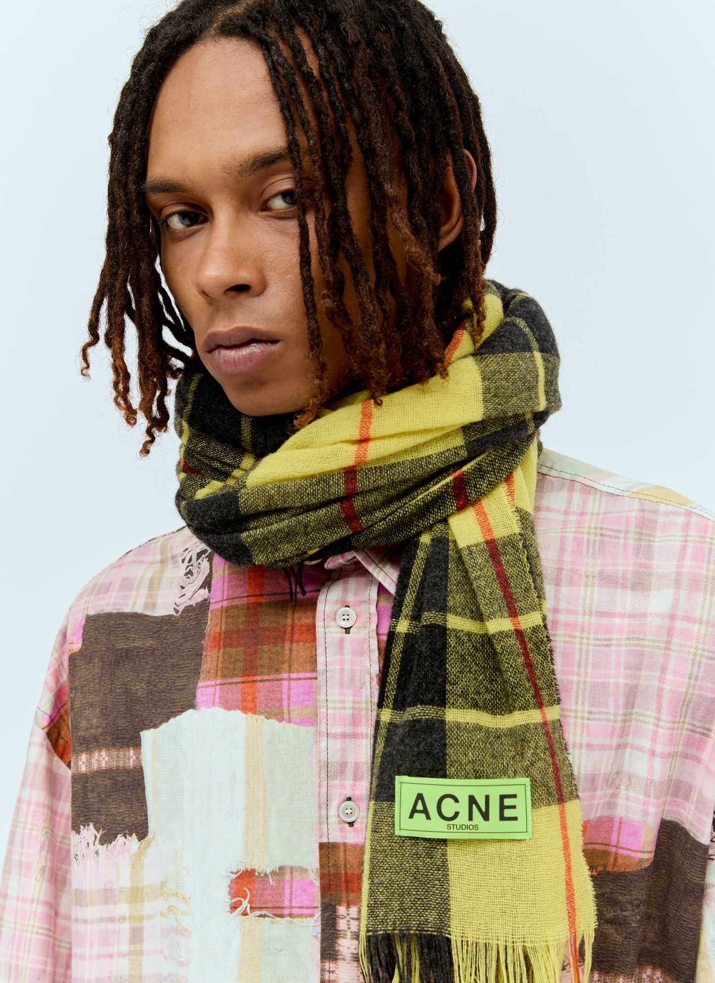 Acne Studios Men Check Fringe Scarf ACNE STUDIOS