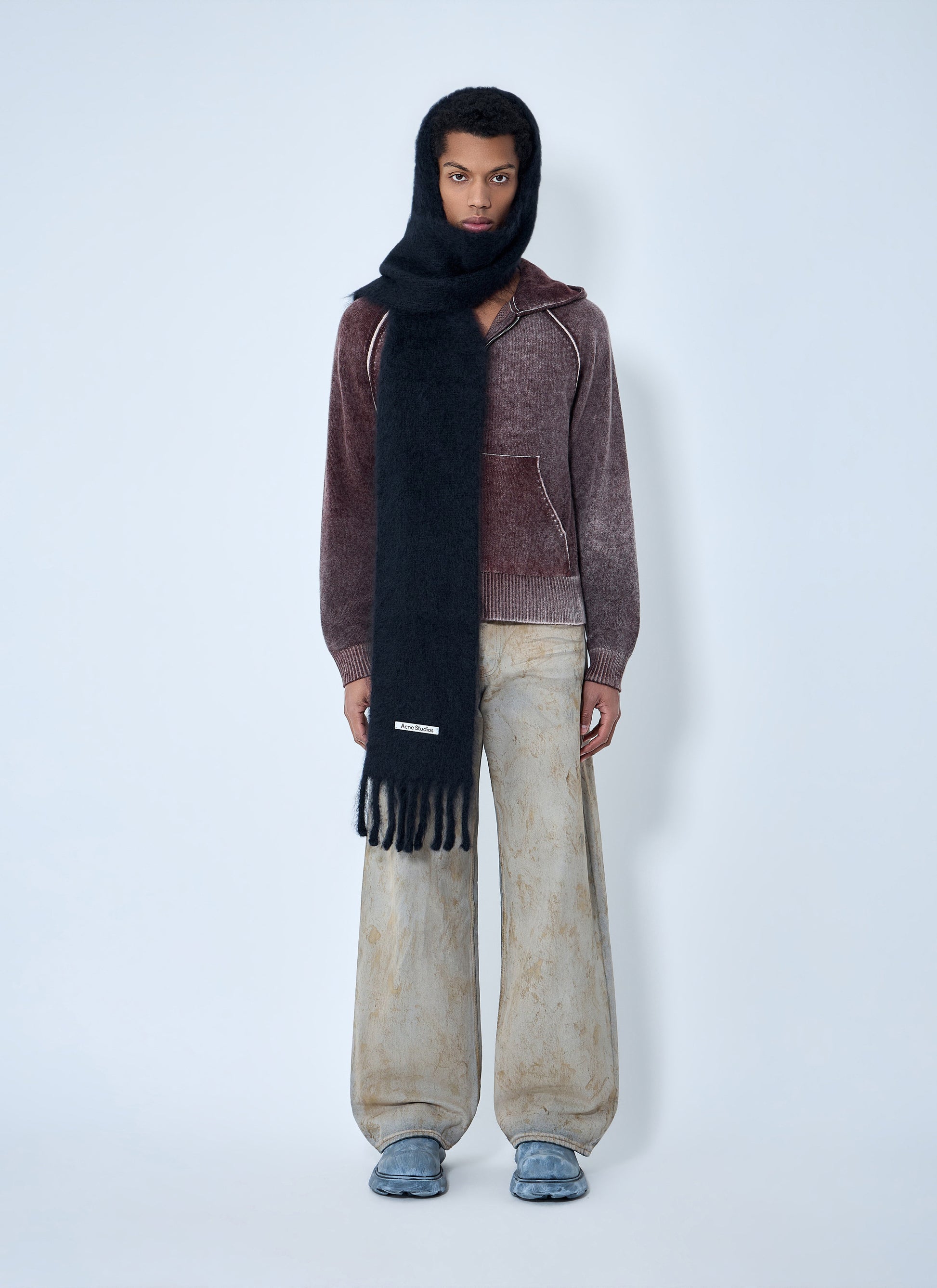 Acne Studios Men Fringed Wool Scarf ACNE STUDIOS