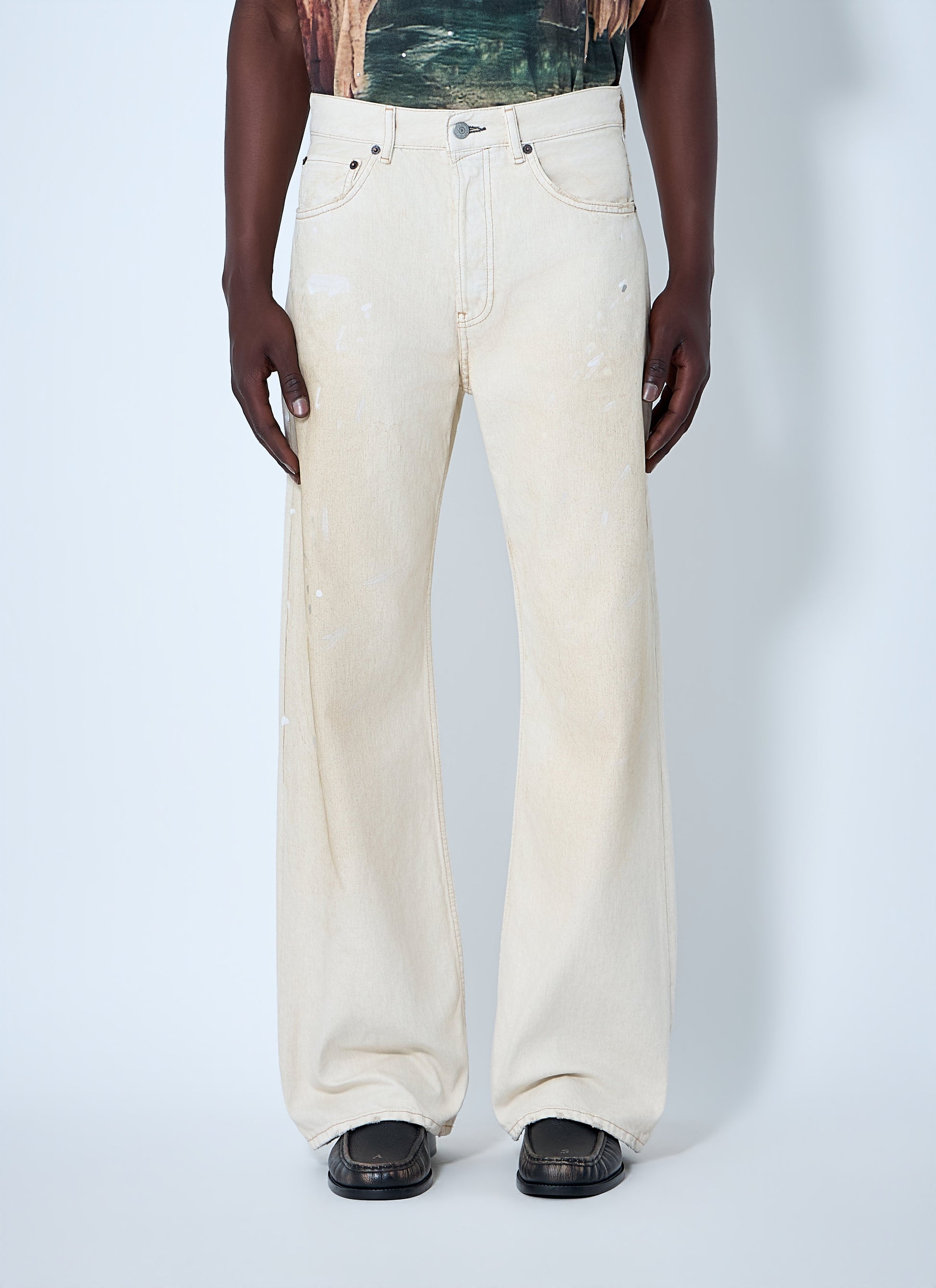 Acne Studios Men Paint-Splatter Wide-Leg Denim Jeans ACNE STUDIOS