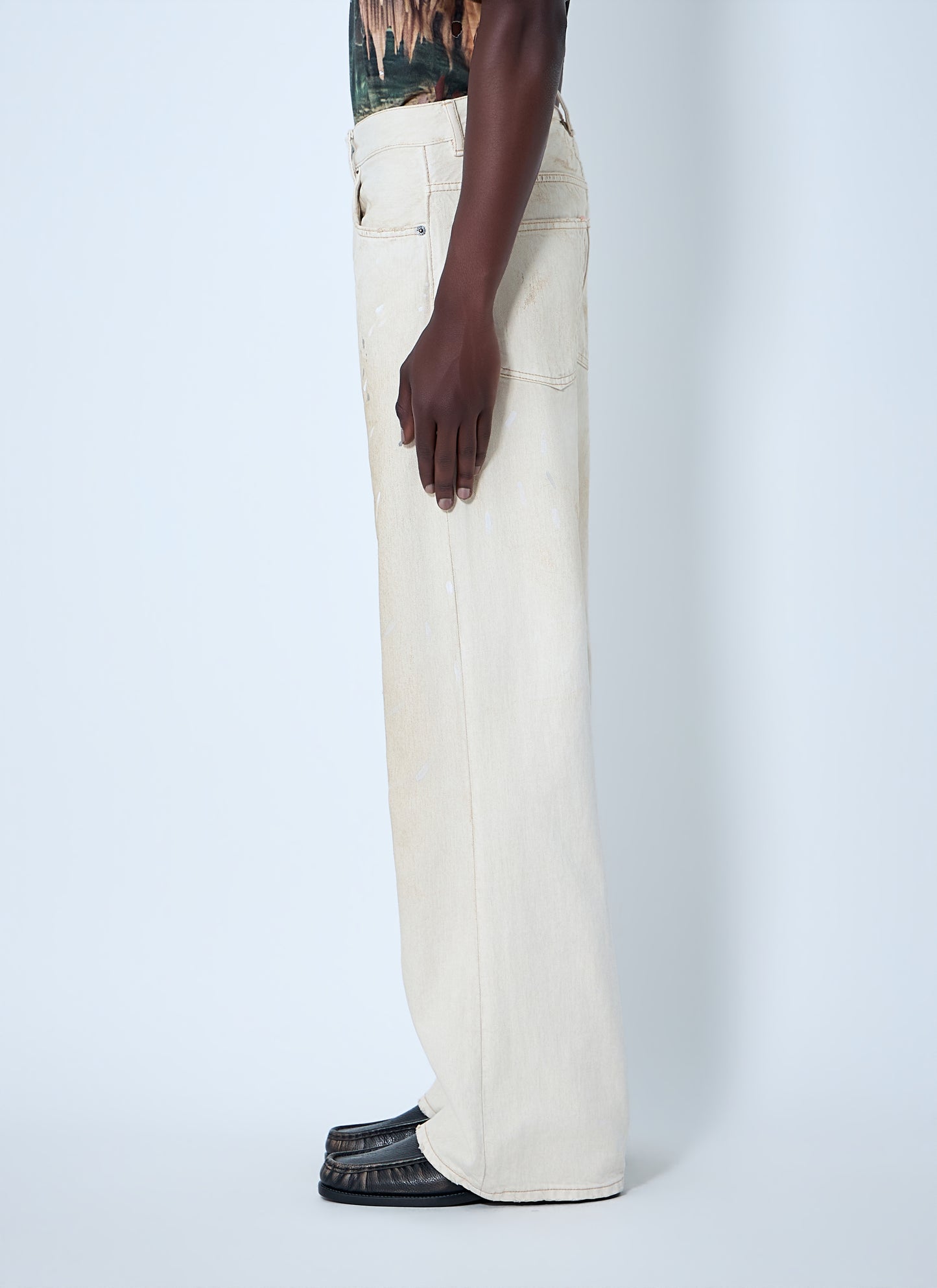 Acne Studios Men Paint-Splatter Wide-Leg Denim Jeans ACNE STUDIOS