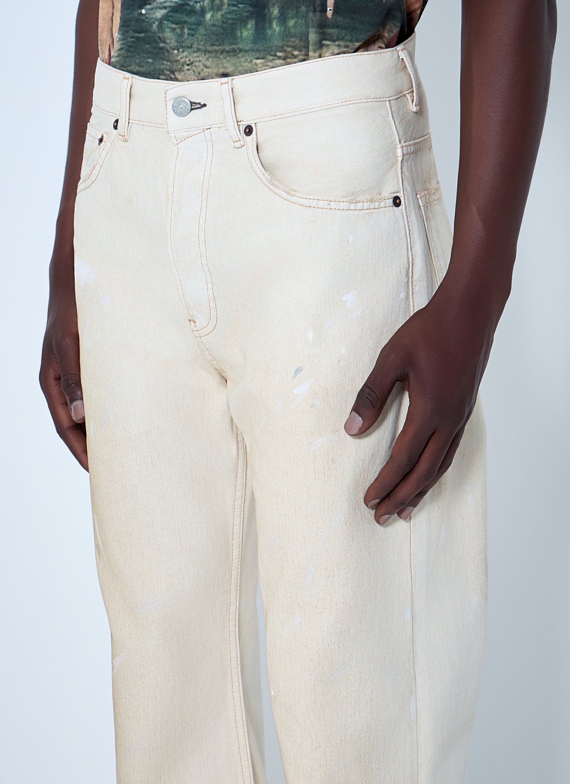 Acne Studios Men Paint-Splatter Wide-Leg Denim Jeans ACNE STUDIOS