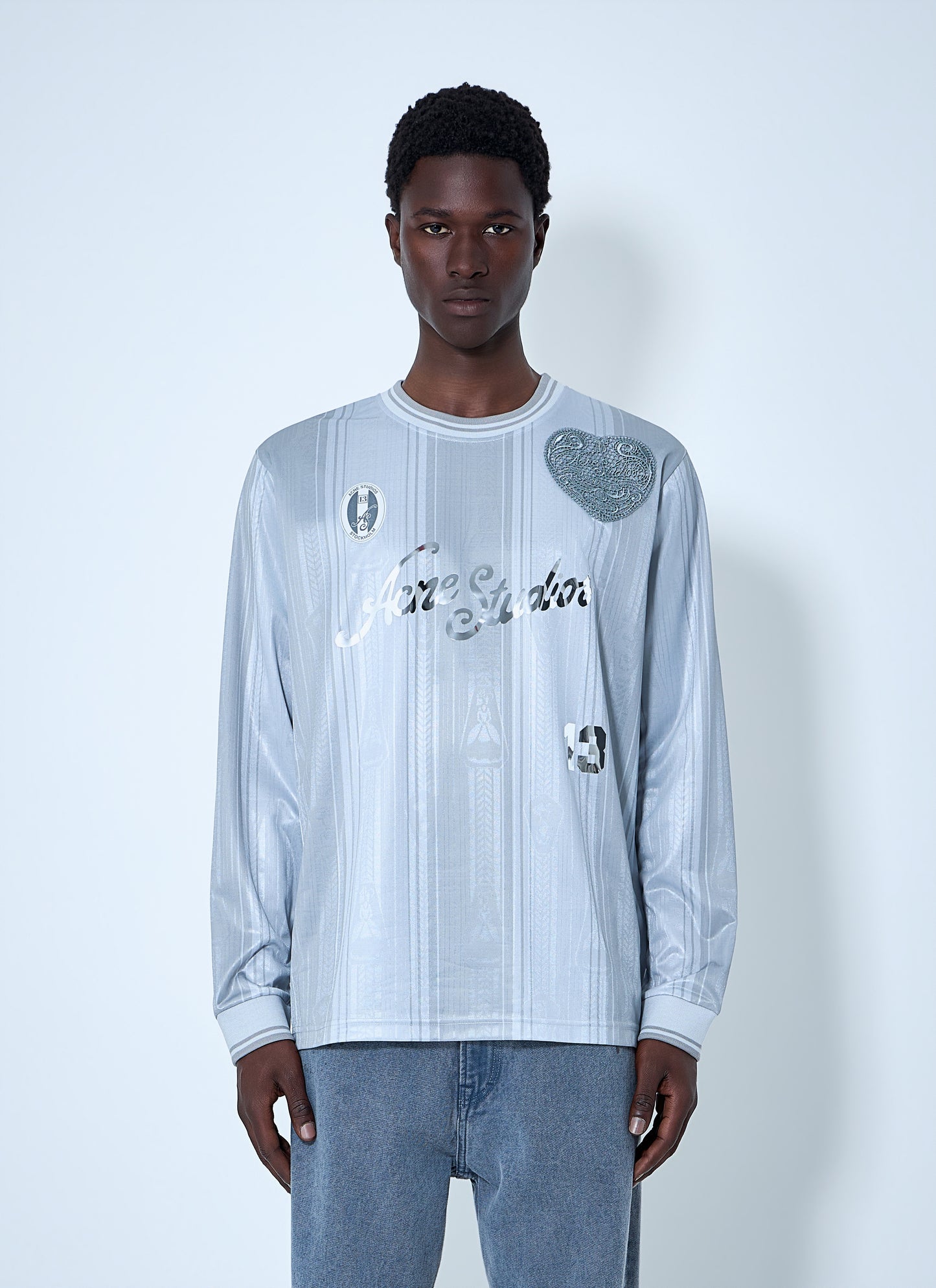 Acne Studios Men Embroidered Logo Long-Sleeve Shirt ACNE STUDIOS
