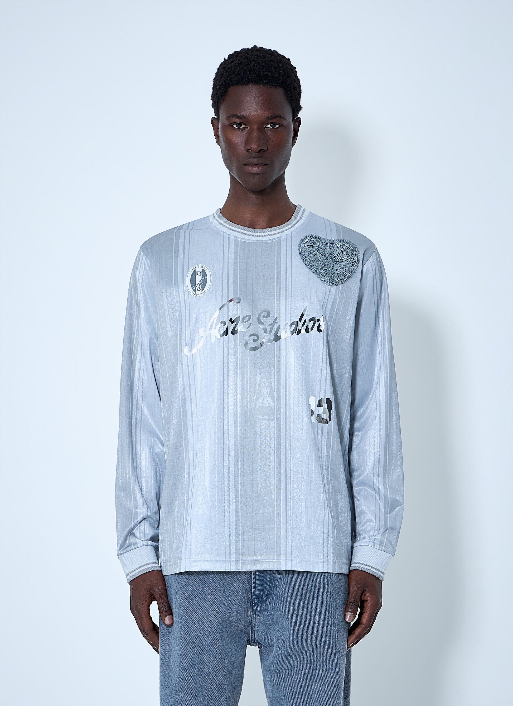 Acne Studios Men Embroidered Logo Long-Sleeve Shirt ACNE STUDIOS