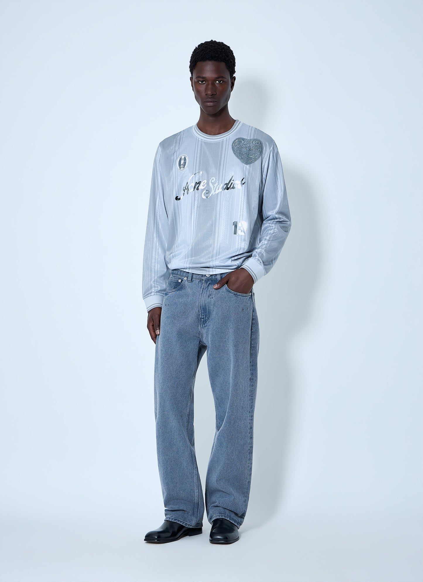 Acne Studios Men Embroidered Logo Long-Sleeve Shirt ACNE STUDIOS