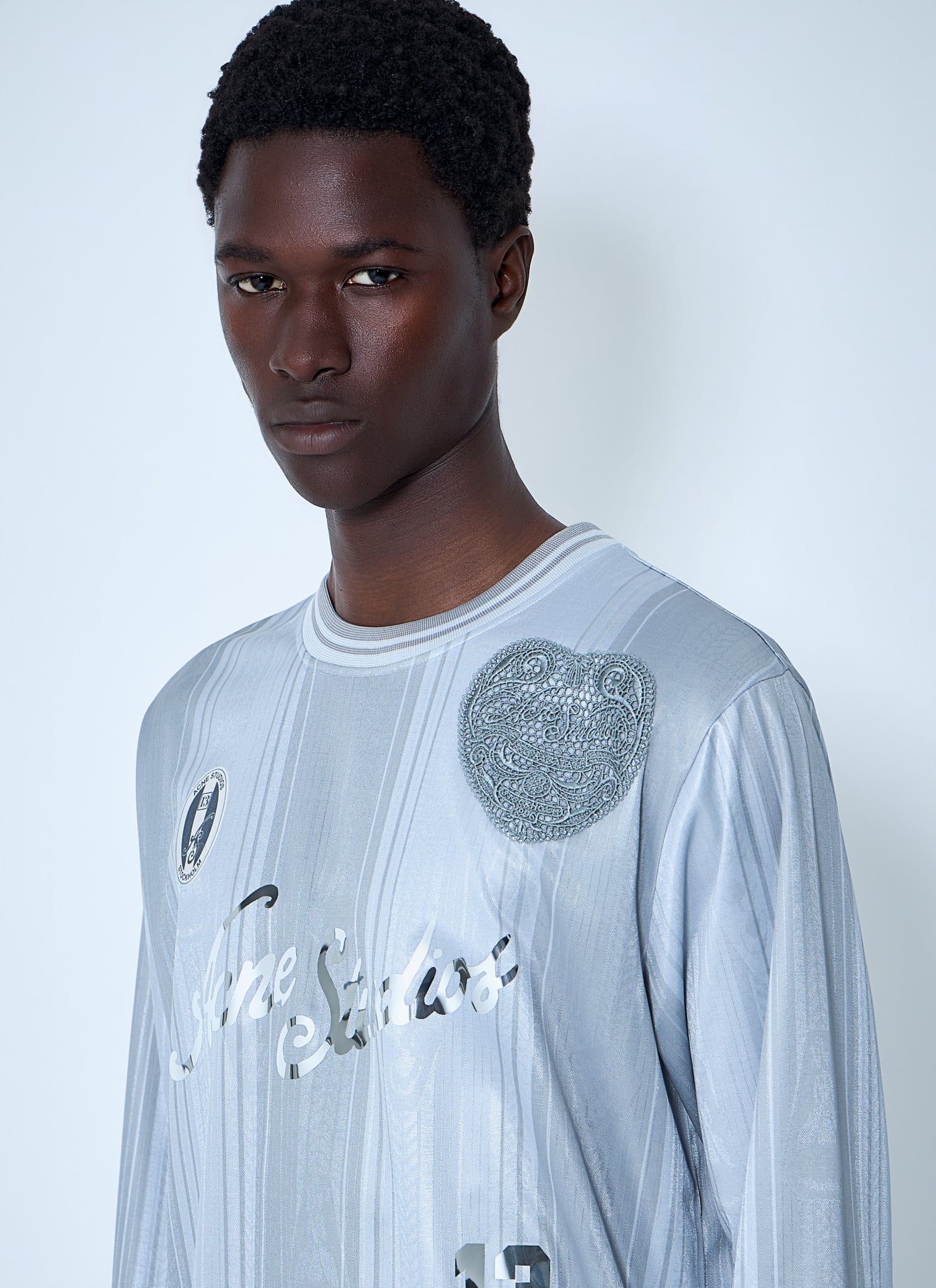 Acne Studios Men Embroidered Logo Long-Sleeve Shirt ACNE STUDIOS