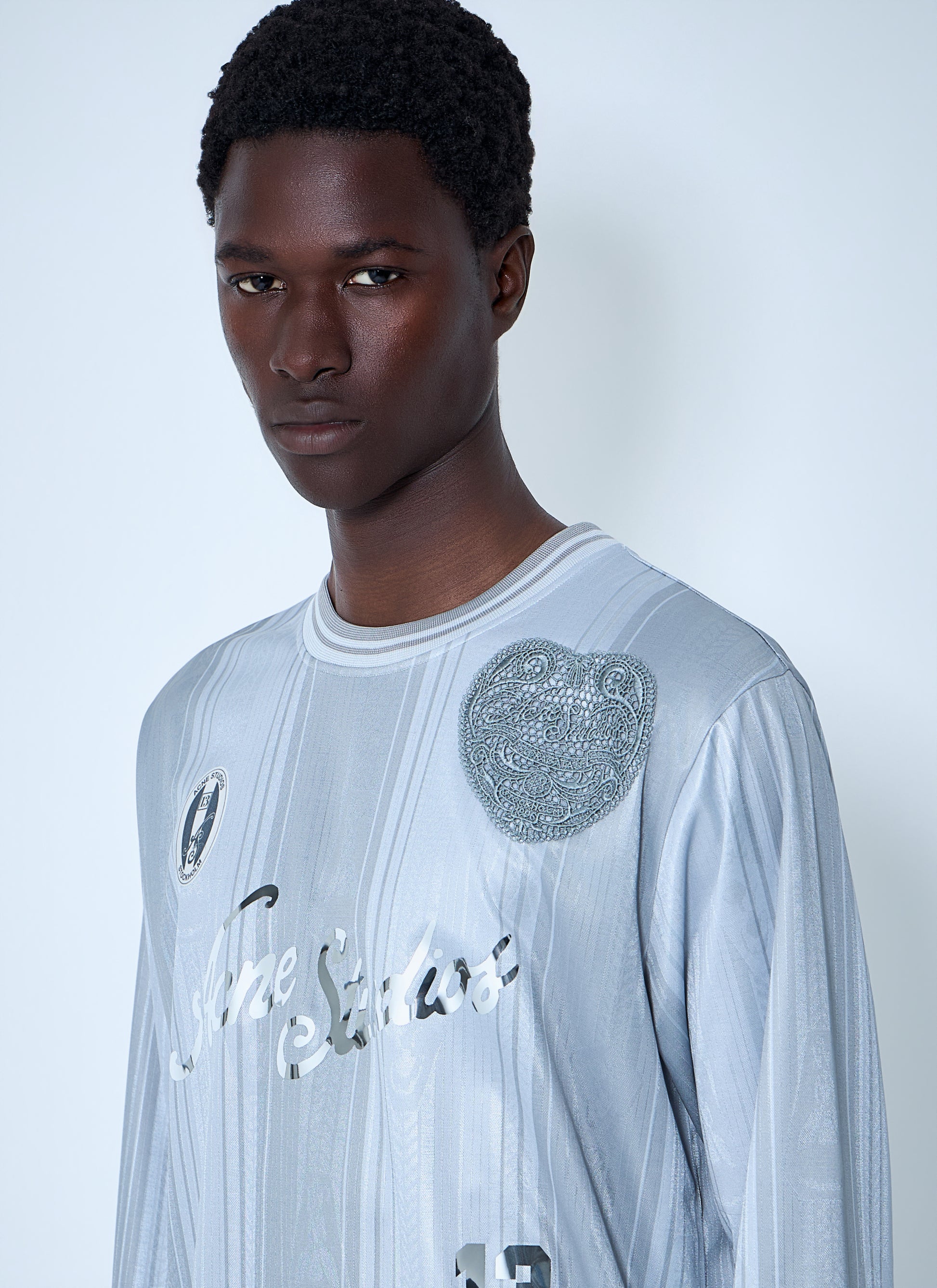 Acne Studios Men Embroidered Logo Long-Sleeve Shirt ACNE STUDIOS