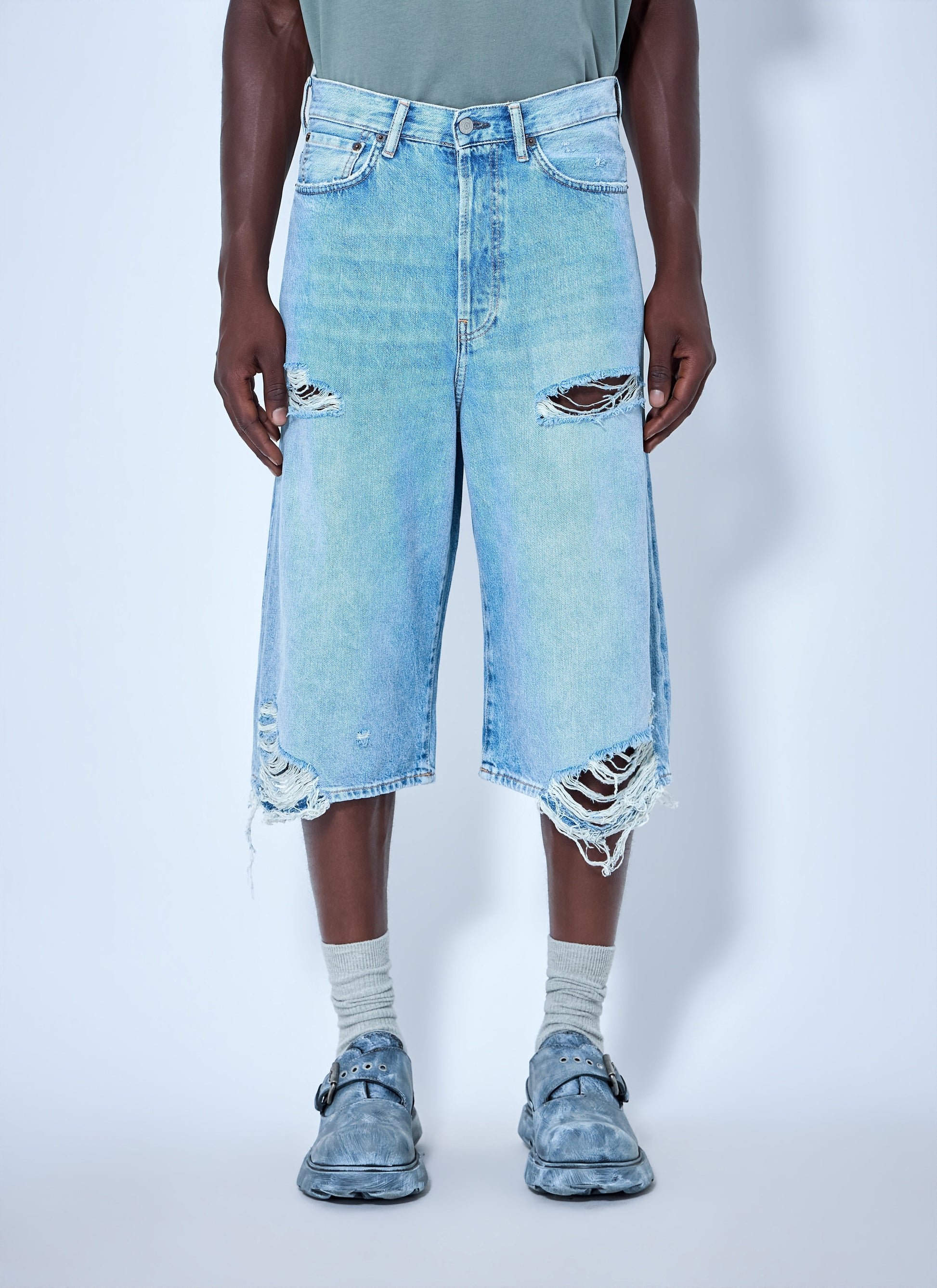 Acne Studios Men Distressed Denim Shorts ACNE STUDIOS