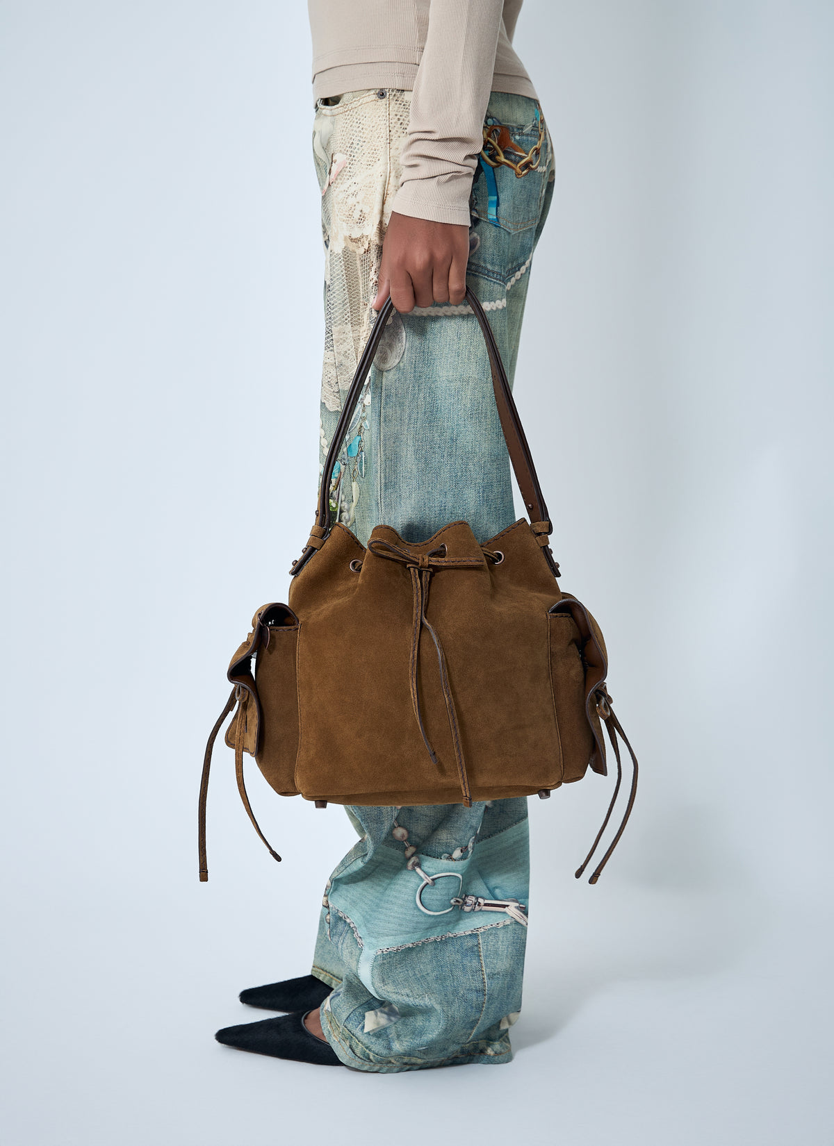 Acne Studios Women Suede Multipocket Bucket Bag ACNE STUDIOS