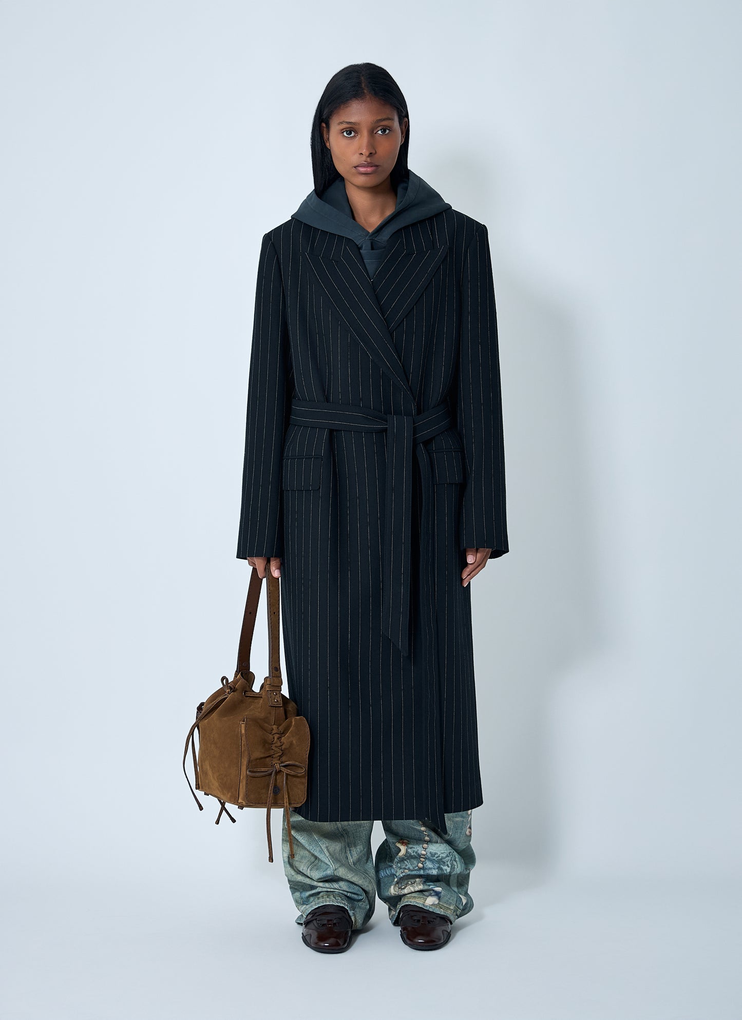 Acne Studios Women Belted Pinstripe Coat ACNE STUDIOS