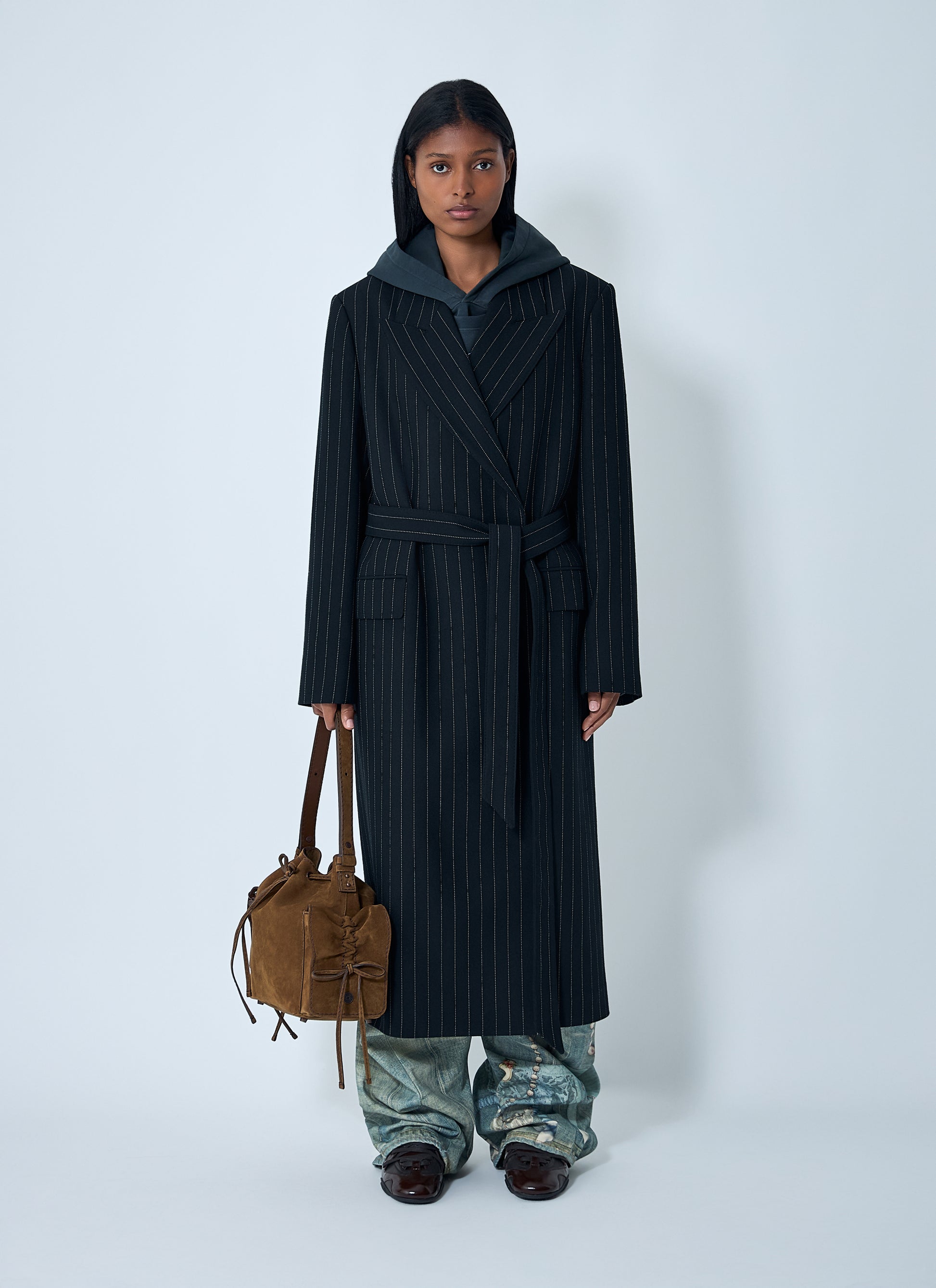 Acne Studios Women Belted Pinstripe Coat ACNE STUDIOS