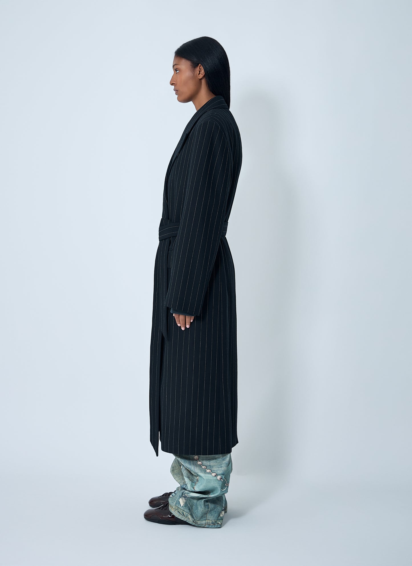 Acne Studios Women Belted Pinstripe Coat ACNE STUDIOS