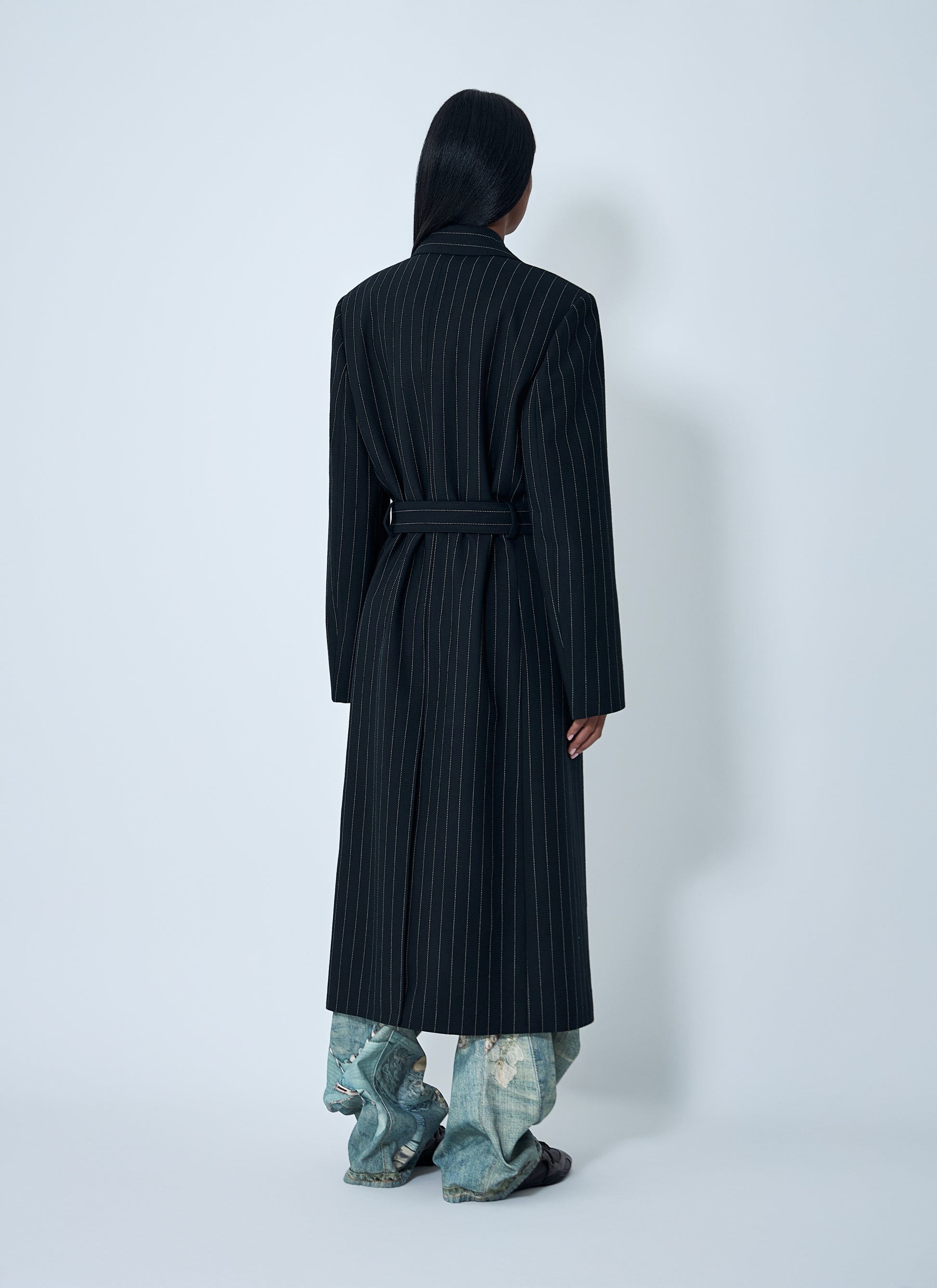 Acne Studios Women Belted Pinstripe Coat ACNE STUDIOS