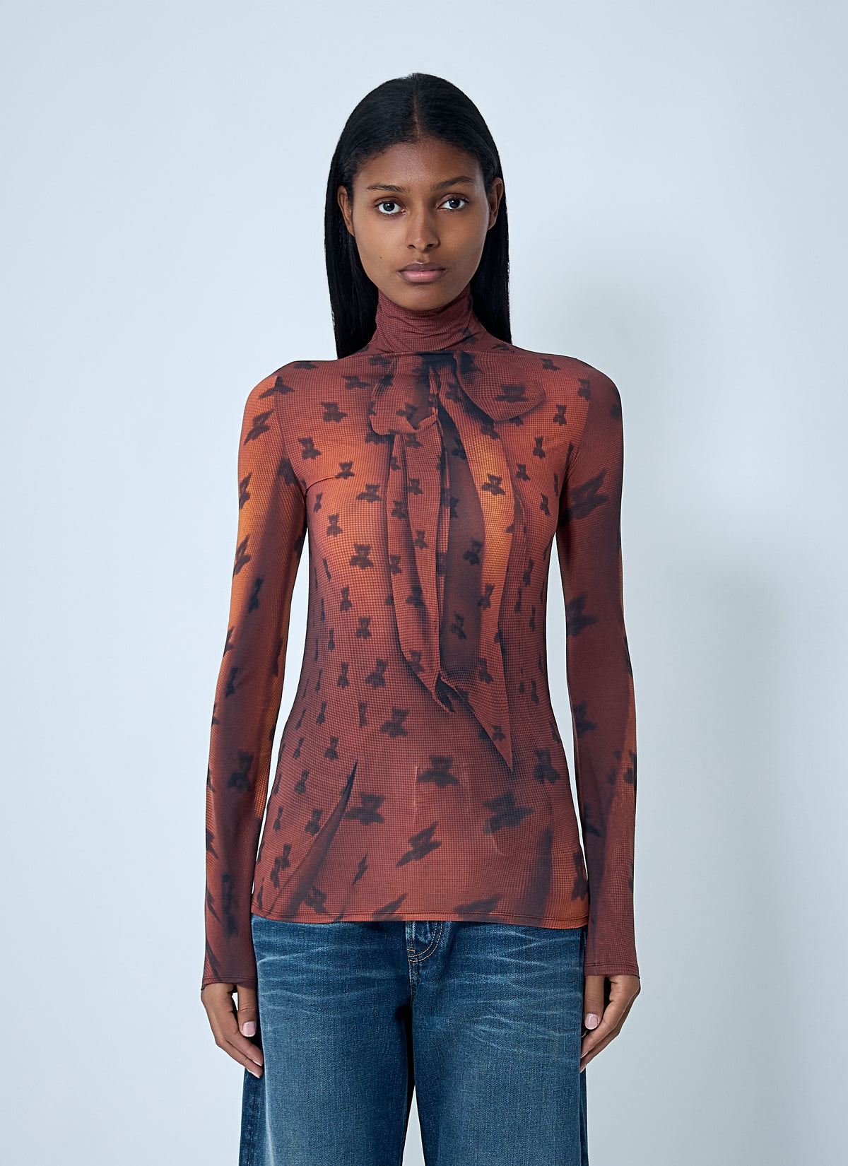 Acne Studios Women Print Mesh Top ACNE STUDIOS