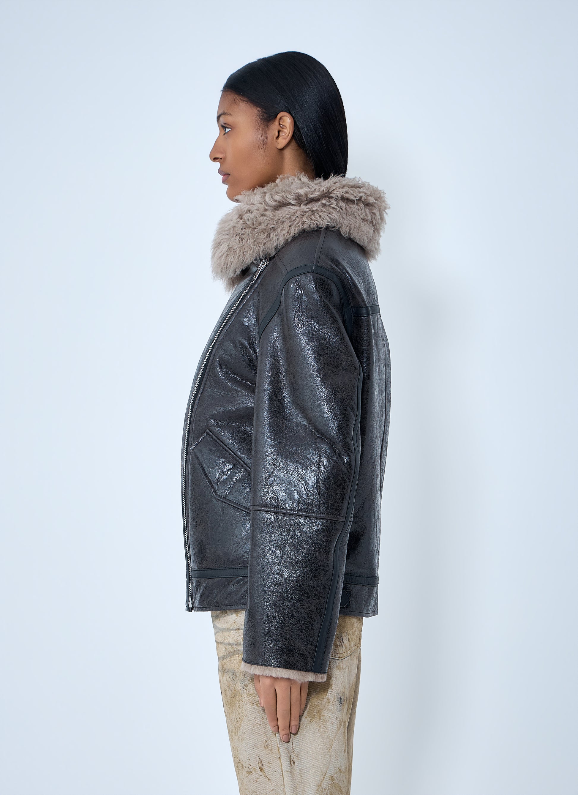Acne Studios Women Leather Shearling Jacket ACNE STUDIOS