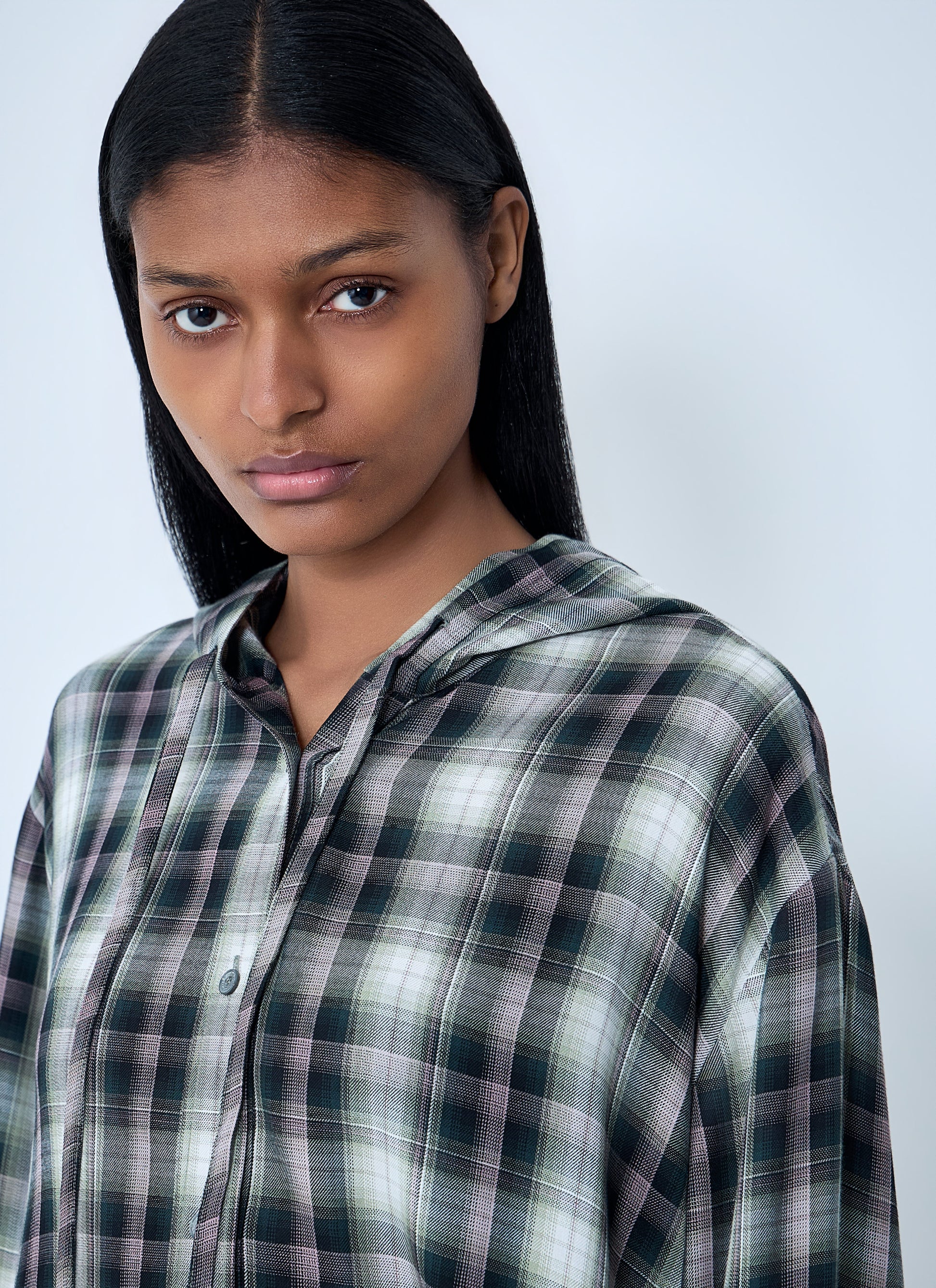 Acne Studios Women Hooded Check Shirt ACNE STUDIOS