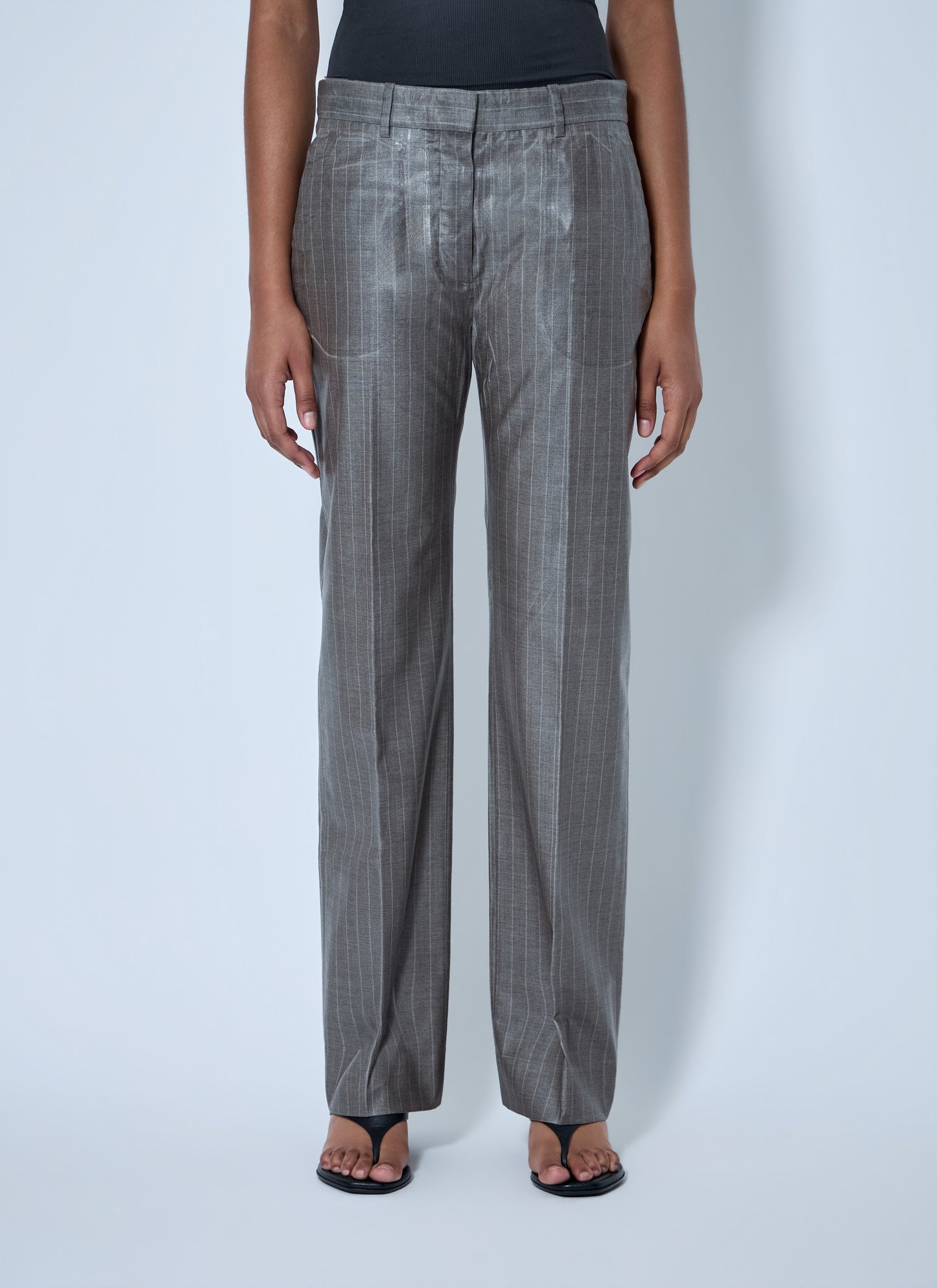 Acne Studios Women Coated Pinstripe Trousers ACNE STUDIOS
