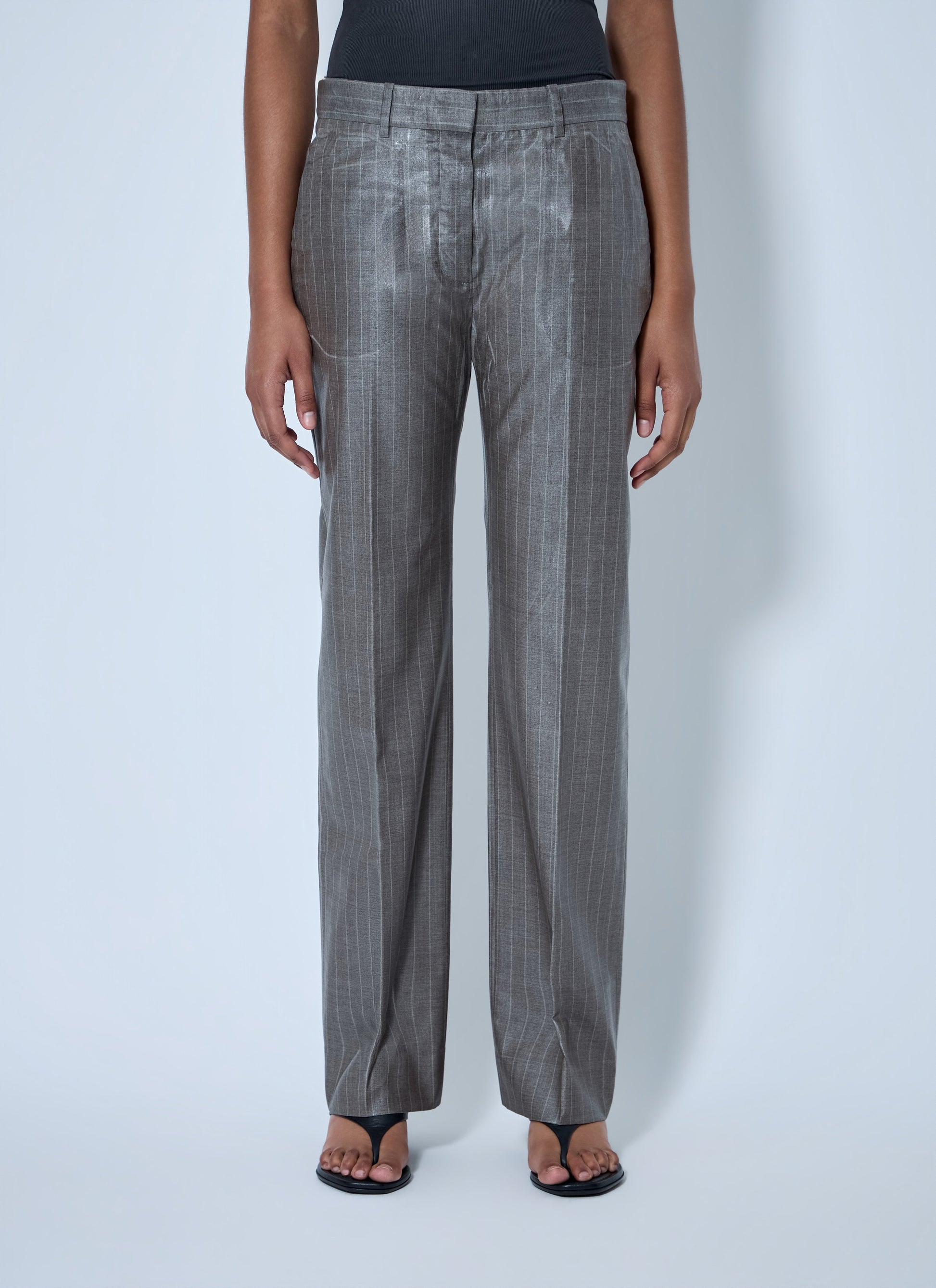 Acne Studios Women Coated Pinstripe Trousers ACNE STUDIOS