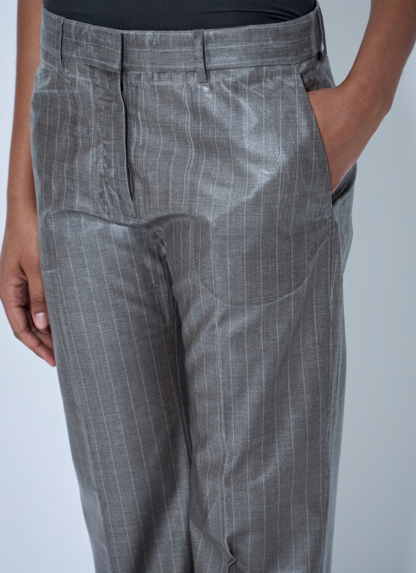 Acne Studios Women Coated Pinstripe Trousers ACNE STUDIOS