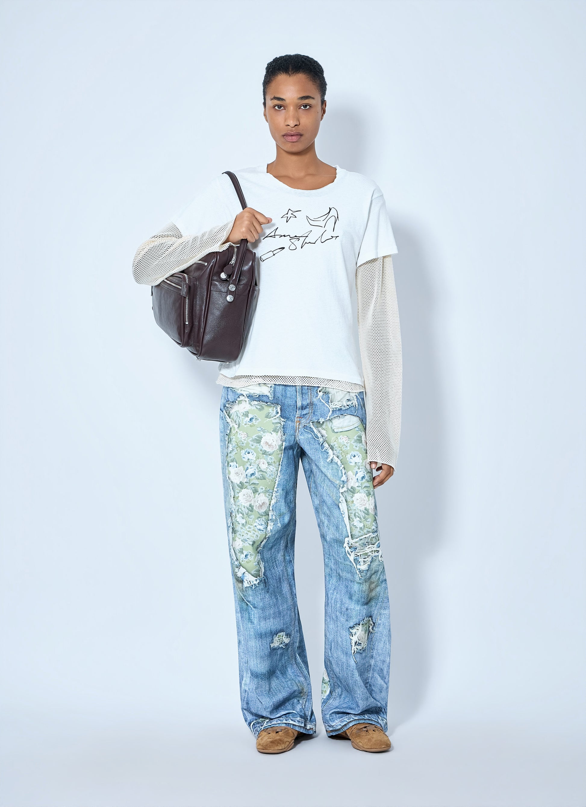 Acne Studios Women Layered Mesh Sleeve T-Shirt ACNE STUDIOS