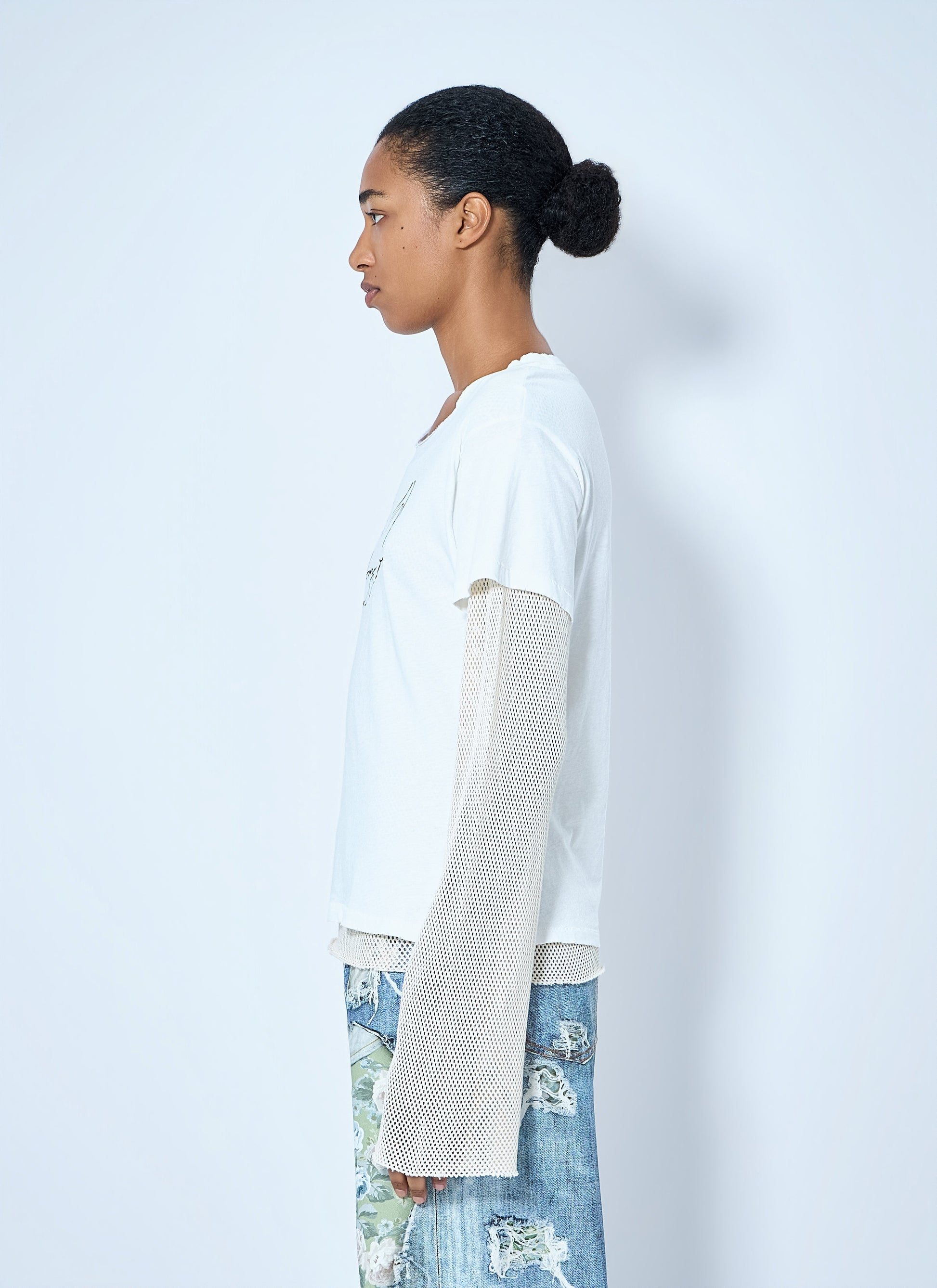 Acne Studios Women Layered Mesh Sleeve T-Shirt ACNE STUDIOS