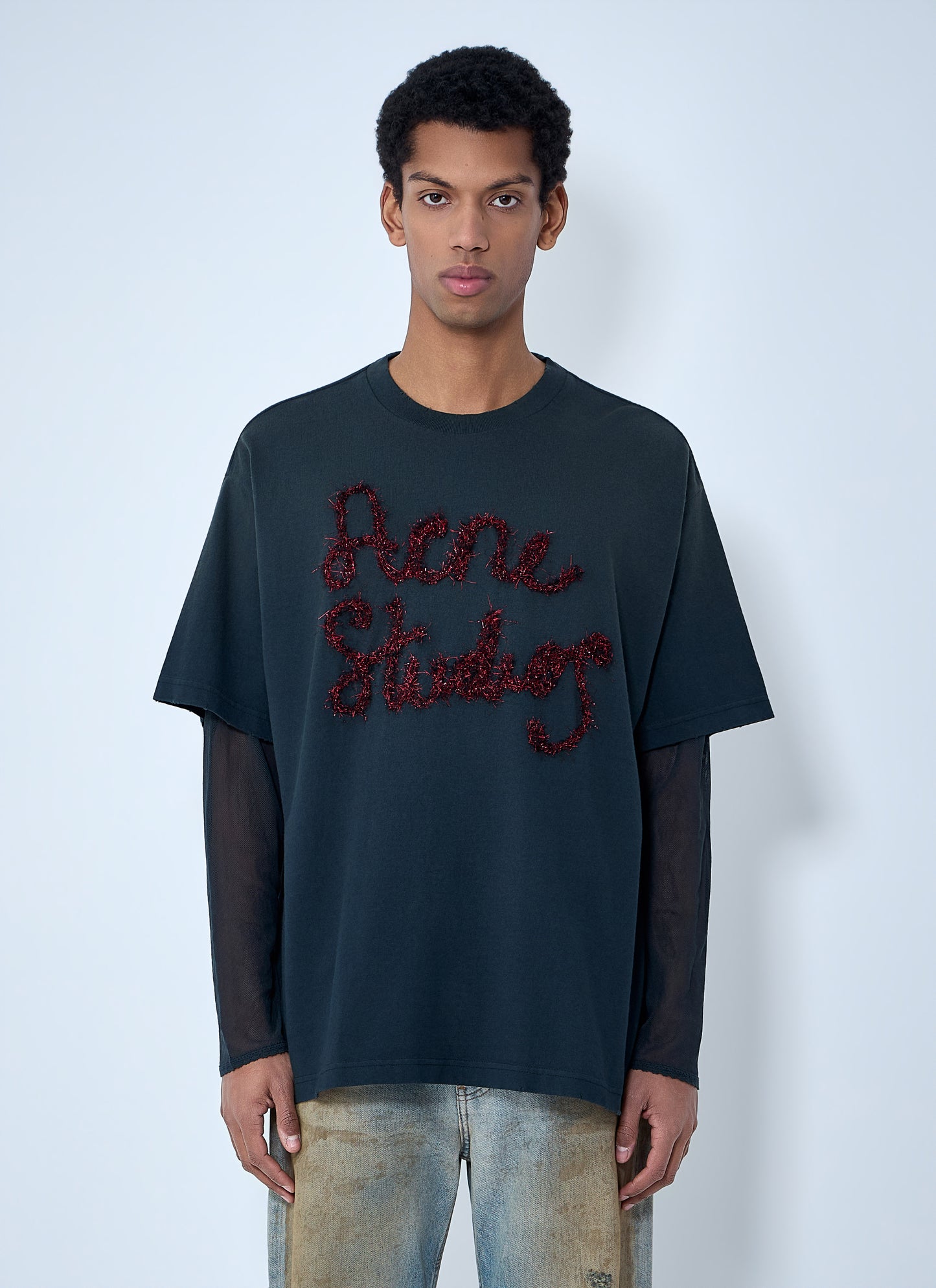 Acne Studios Men Layered Logo Embellished T-Shirt ACNE STUDIOS
