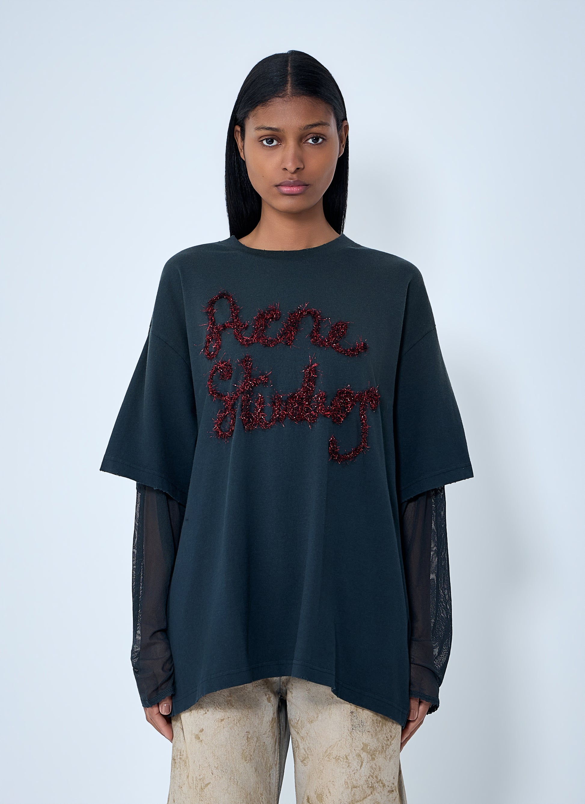 Acne Studios Men Layered Logo Embellished T-Shirt ACNE STUDIOS