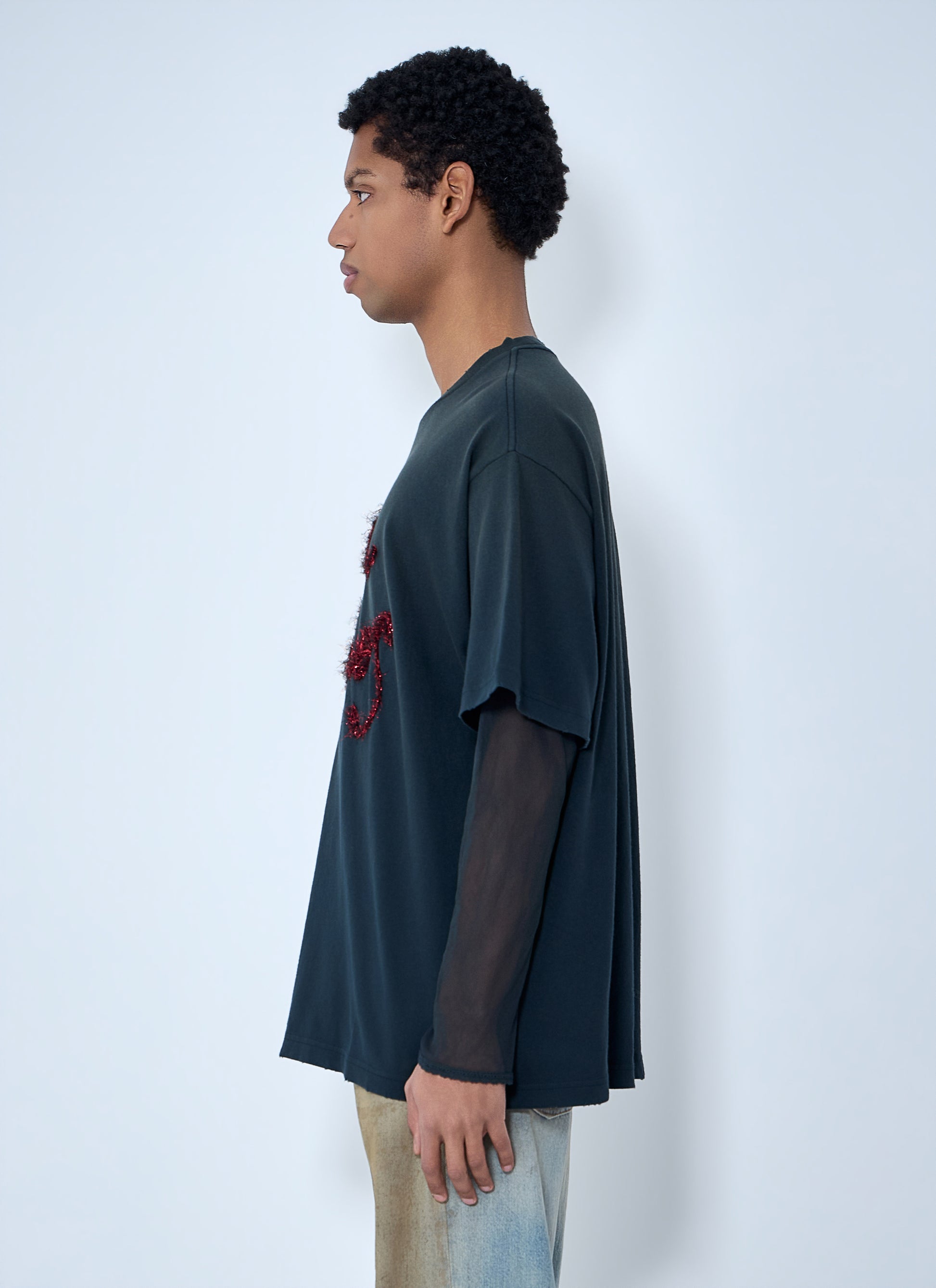 Acne Studios Men Layered Logo Embellished T-Shirt ACNE STUDIOS